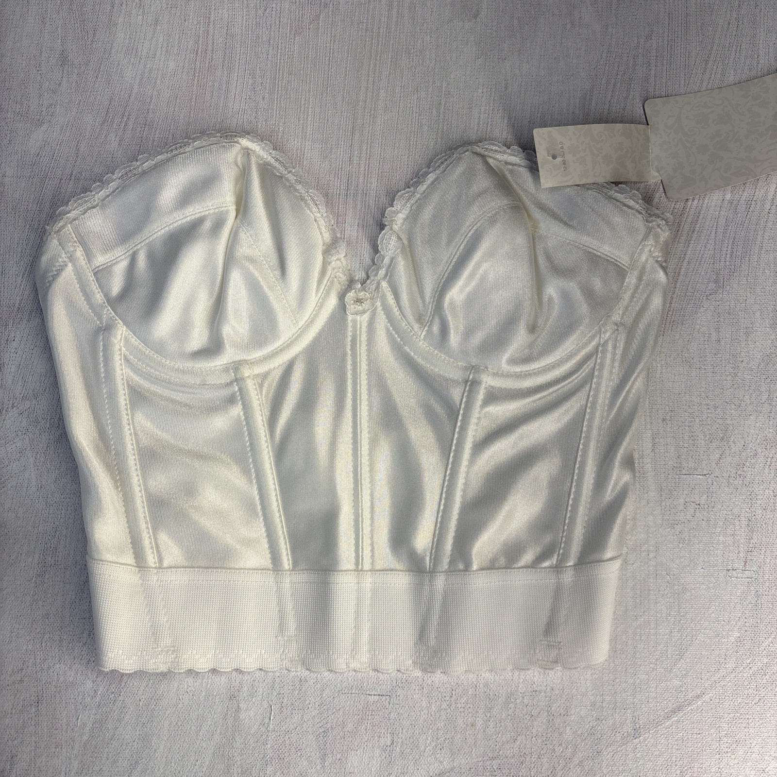 JC Penney Adonna Beige Sheer Bustier 34 C Shaper Nylon Lycra Spandex Vtg 80s TAG