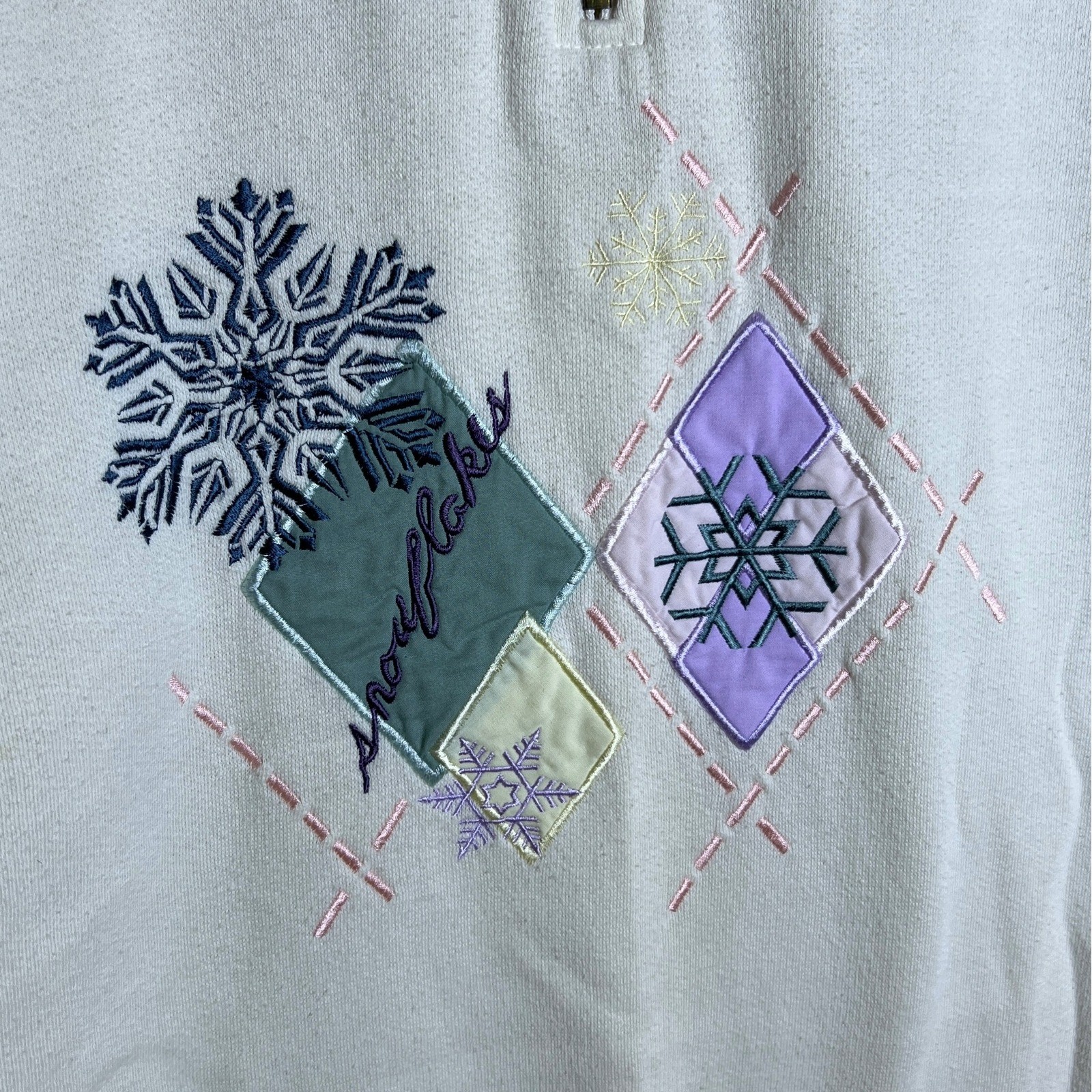 80s Paul Harris Design Snowflake Quarter Zip Sweatshirt Women&rsquo;s Size S Cozy