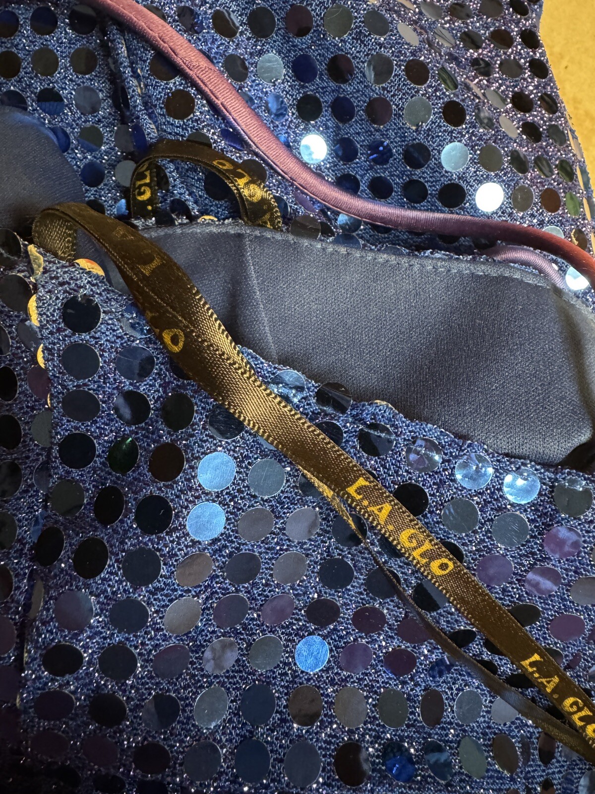 1990&rsquo;s LA Glow Blue Metallic Blingy Sequined Zipper Dress Gown Juniors 9/10