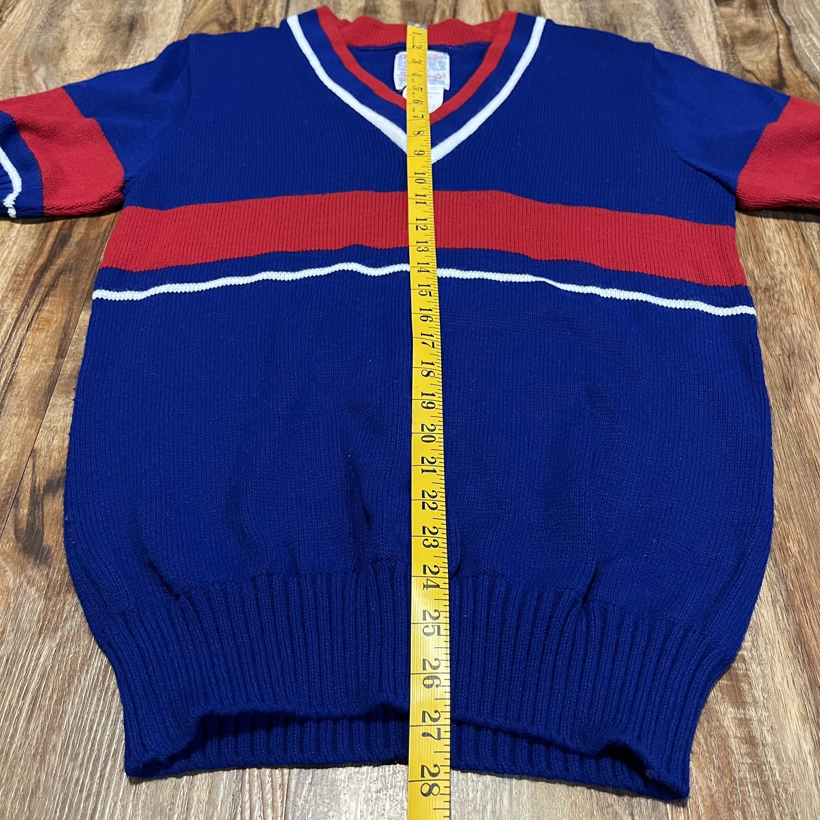 🔥VTG Red White Blue Cheerleader Pullover Sweater 70’s Spirit Leader Size 40 🔥