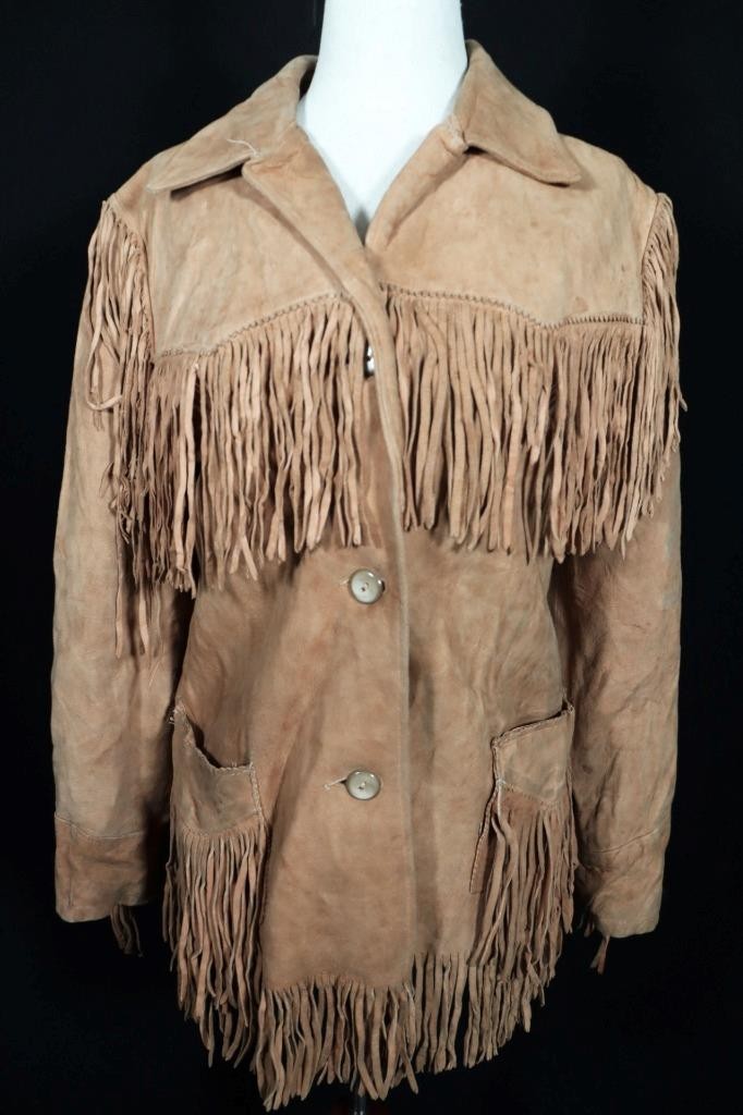 Vintage 1960&rsquo;s Buckskin Brown Deerskin Woman&rsquo;s Western Fringe Jacket Size Medium