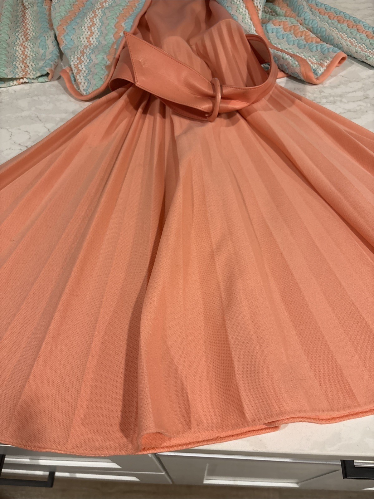 Vintage 60-70s Sears Dress Set Peach Jacket Belt ILGWU USA