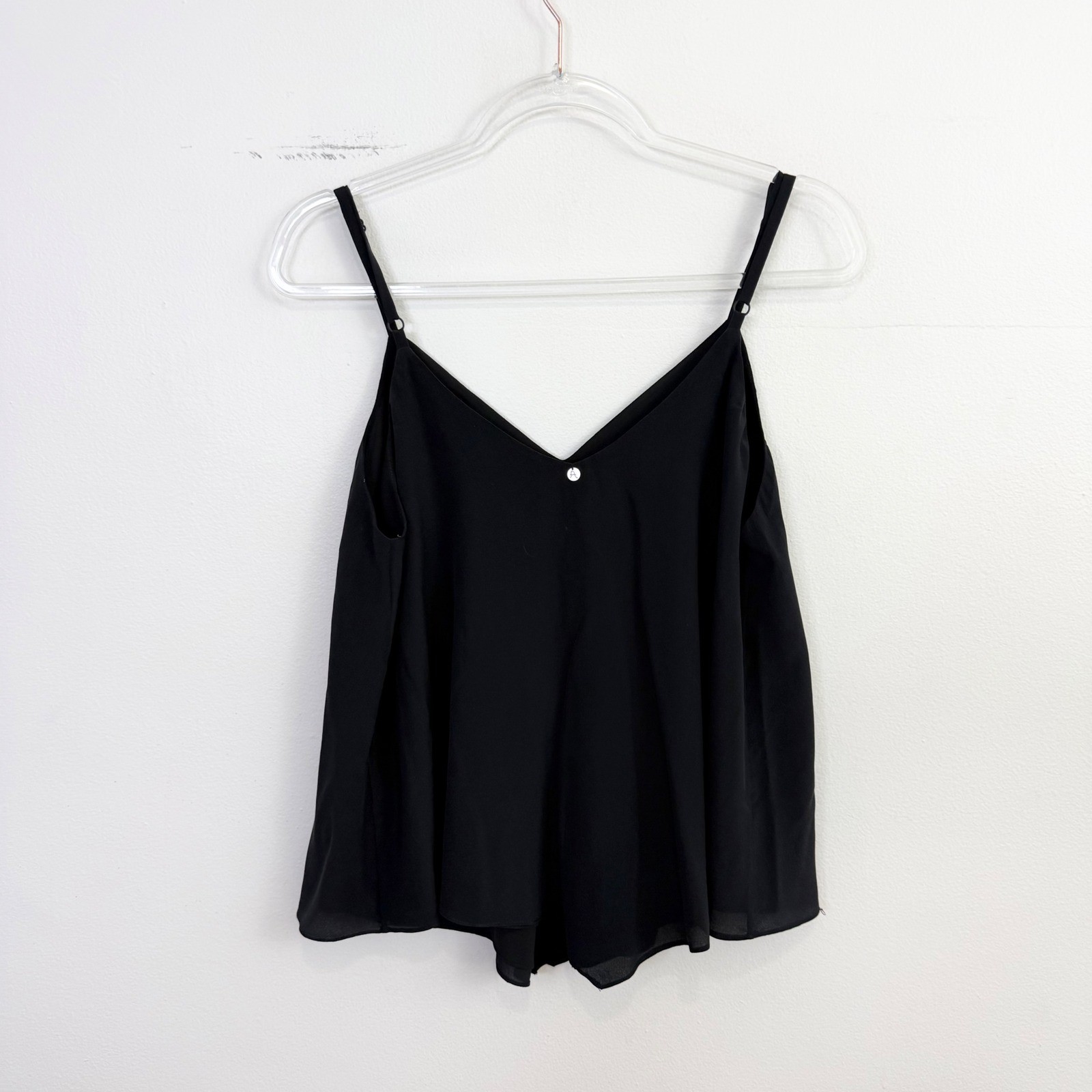 Alice + Olivia AIR Silk Swing Cami Black Spaghetti Strap Tank Top Large