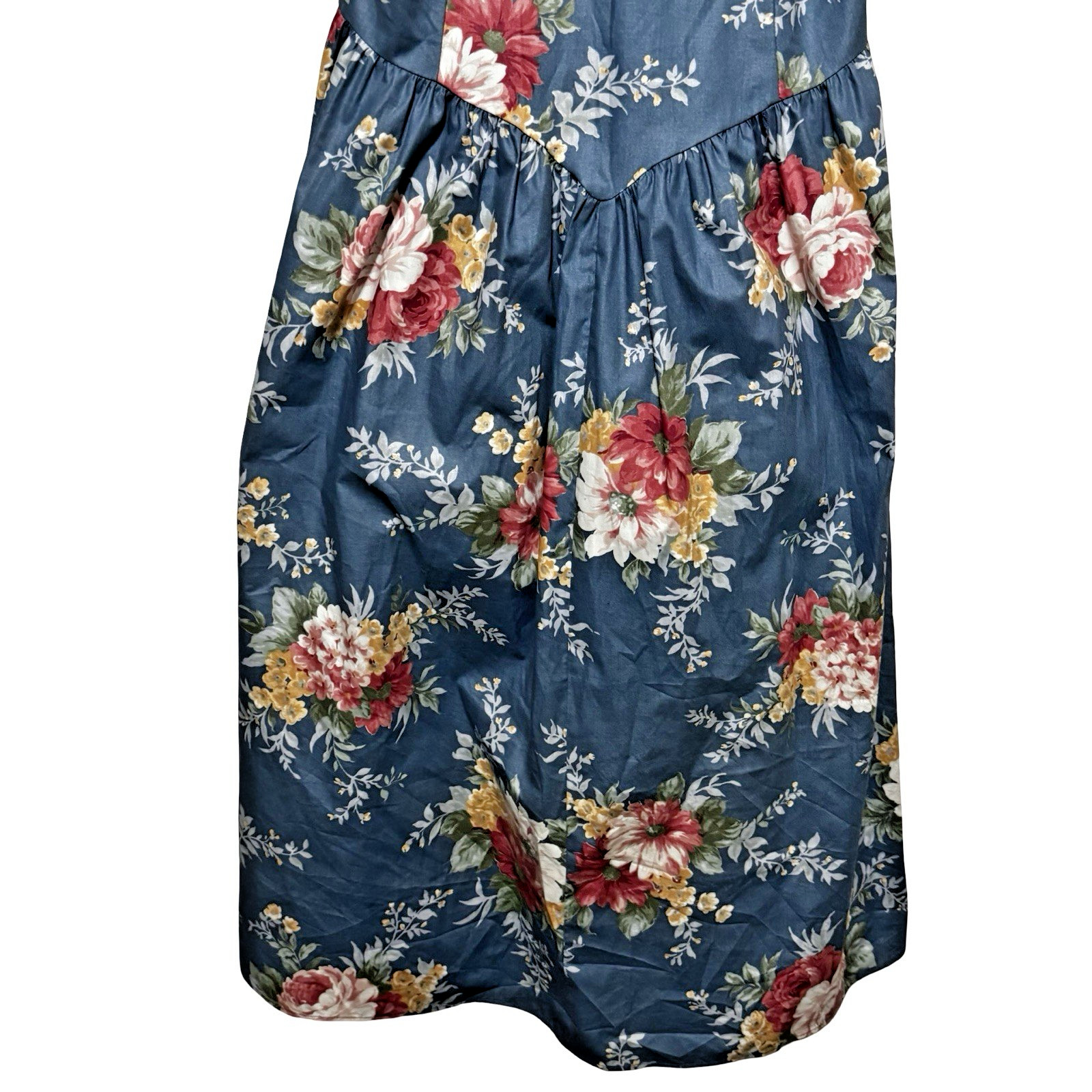 Vintage David Mitchell Floral Tea Dress Sailor Collar size Medium puff sleeve