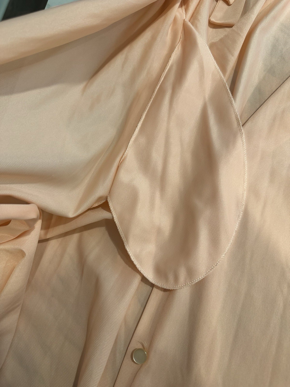 Vintage Long Peach Pink Nightgown Ruffle Sleep Dress & Button Robe Set Small
