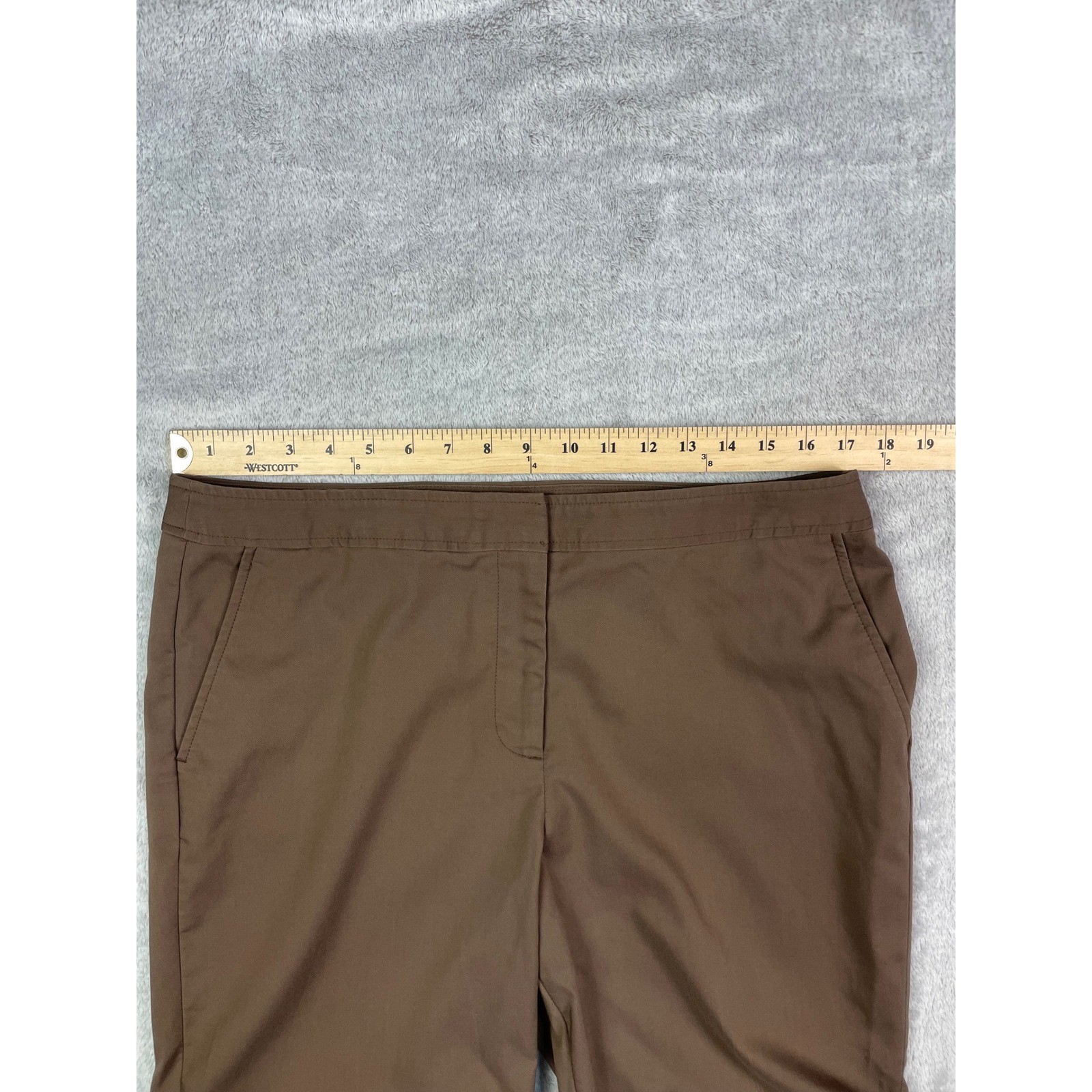 TALBOTS Heritage Ankle Pants 14P Petites Brown Cotton Blend Stretch Work Flaw
