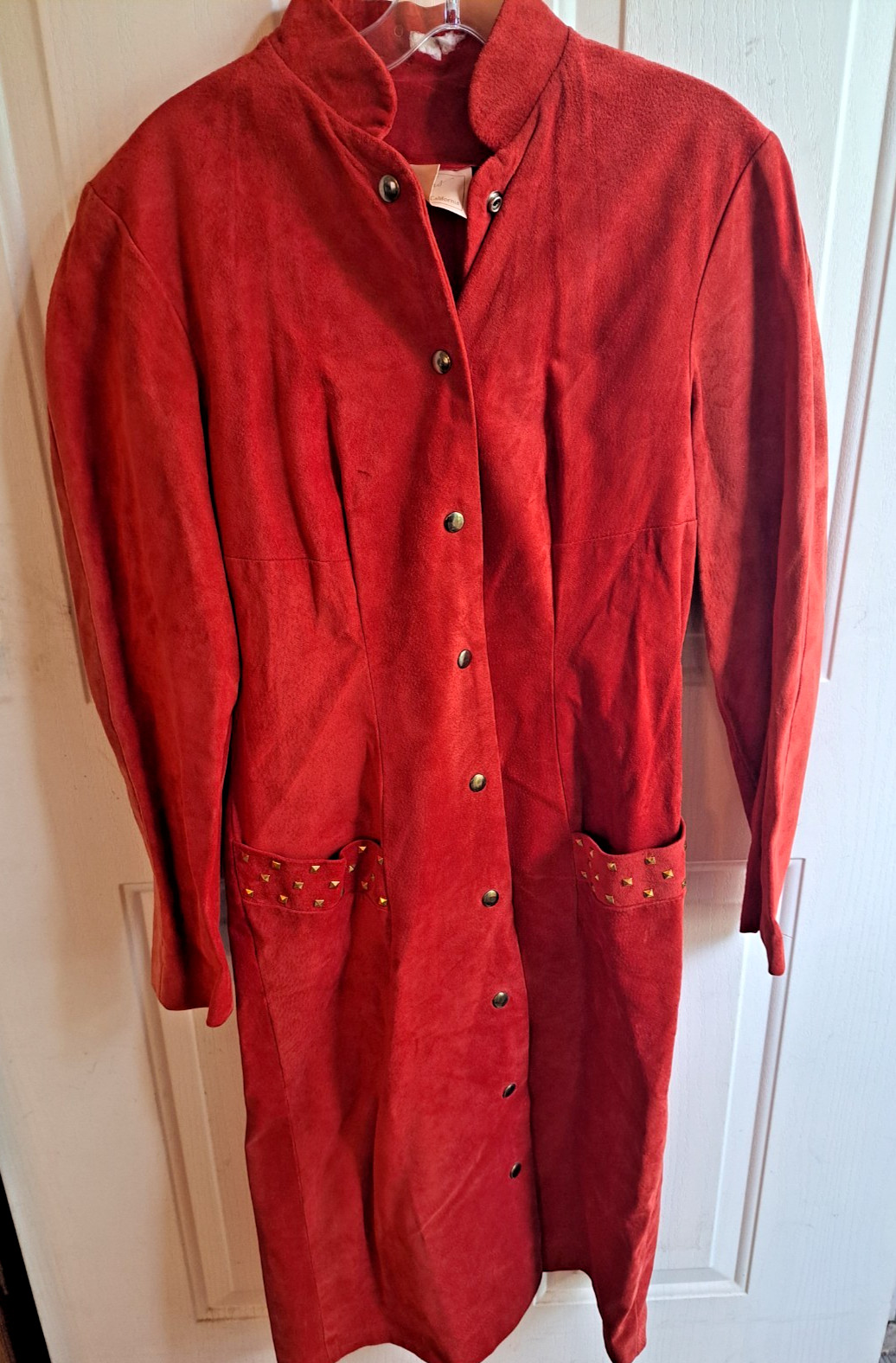 Vtg 70&rsquo;s Faux Suede Red Long Sleeve Snap Dress Chic Skins of California