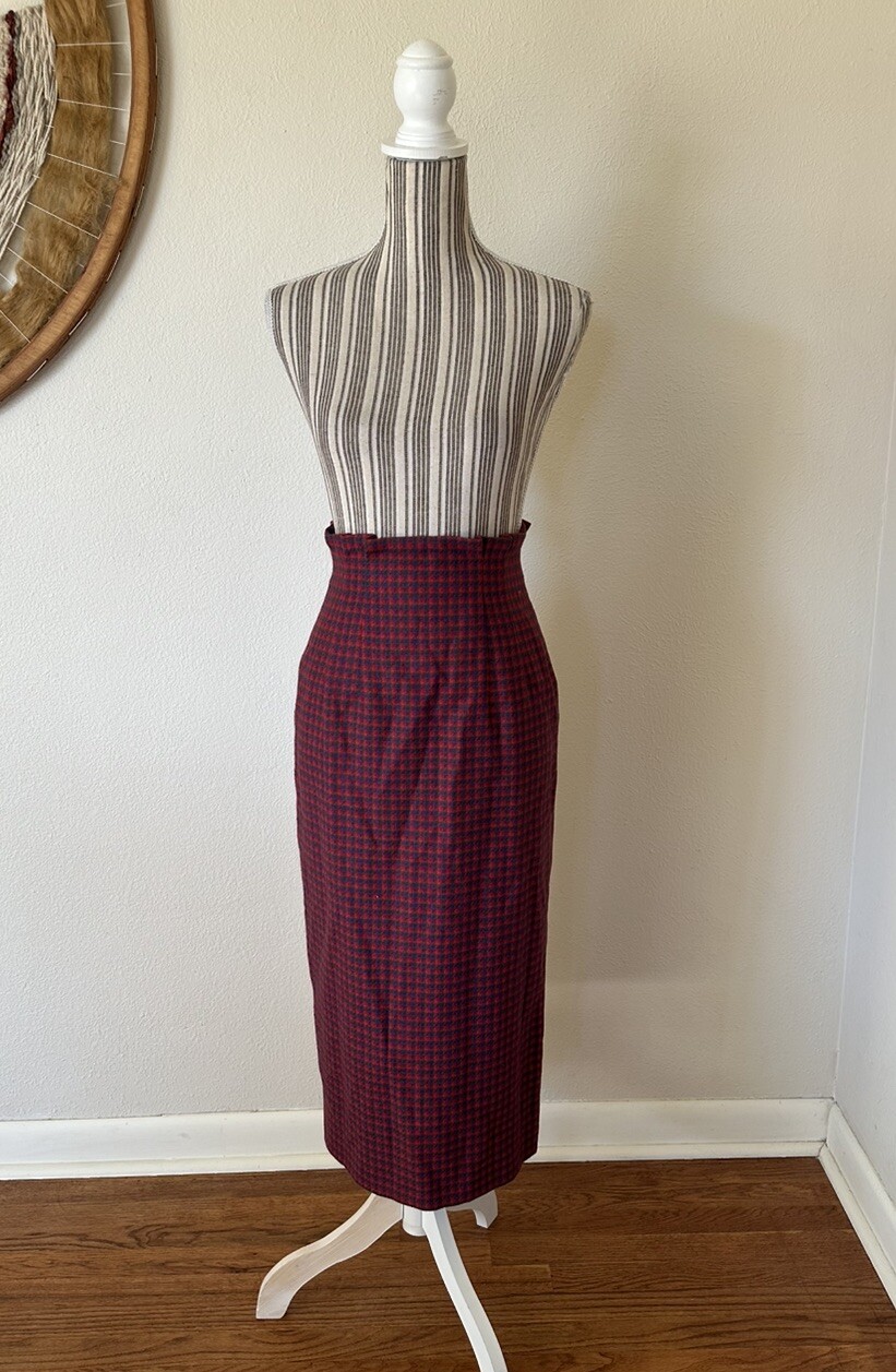 Vintage 80s Cullinane Wool Plaid High Waist Pinup Skirt Woman&rsquo;s XS