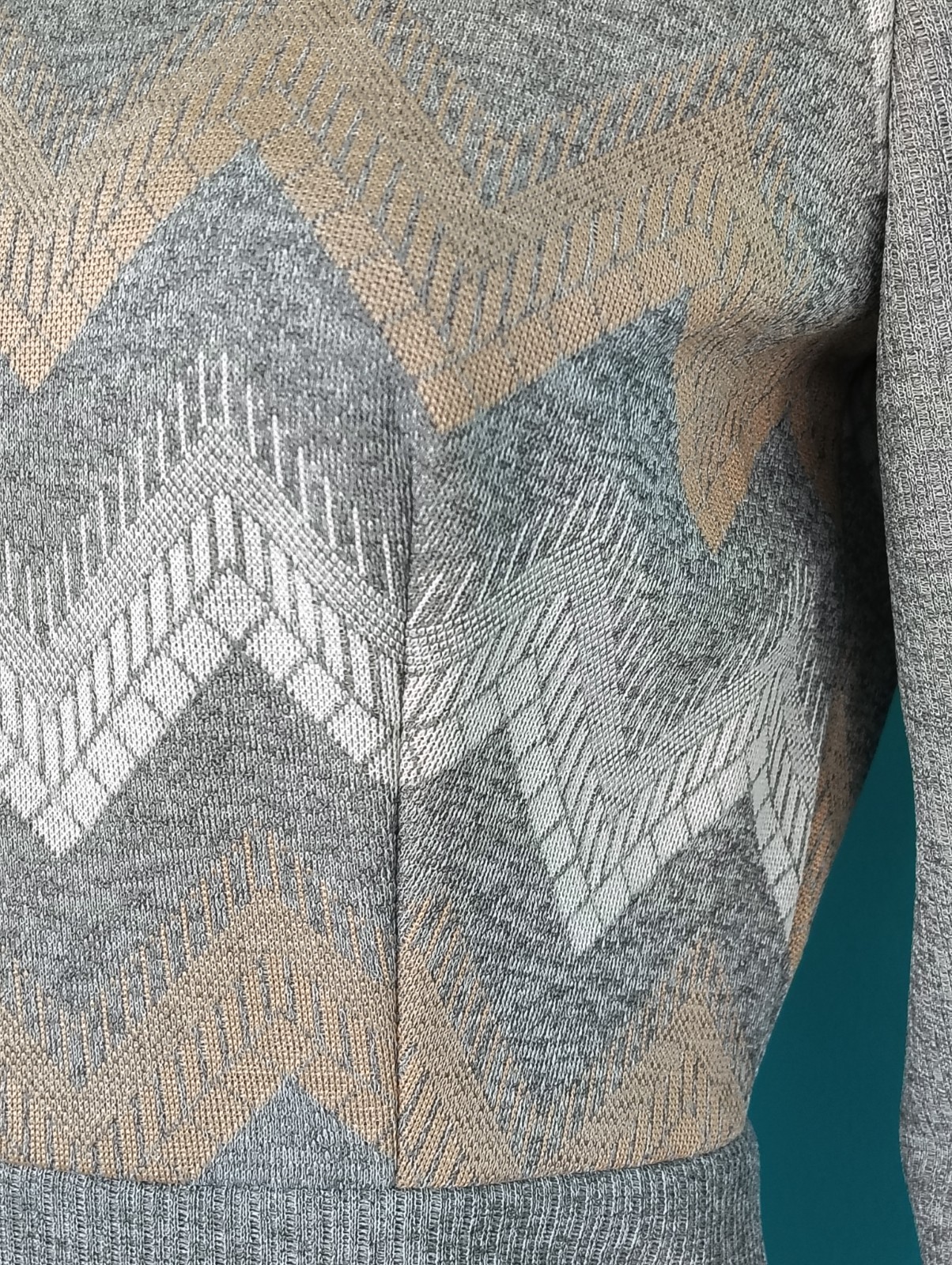 Vintage 70&rsquo;s Chevron Mini Dress Gray Peter Pan Collar Patty O’Neil NWT size: 11