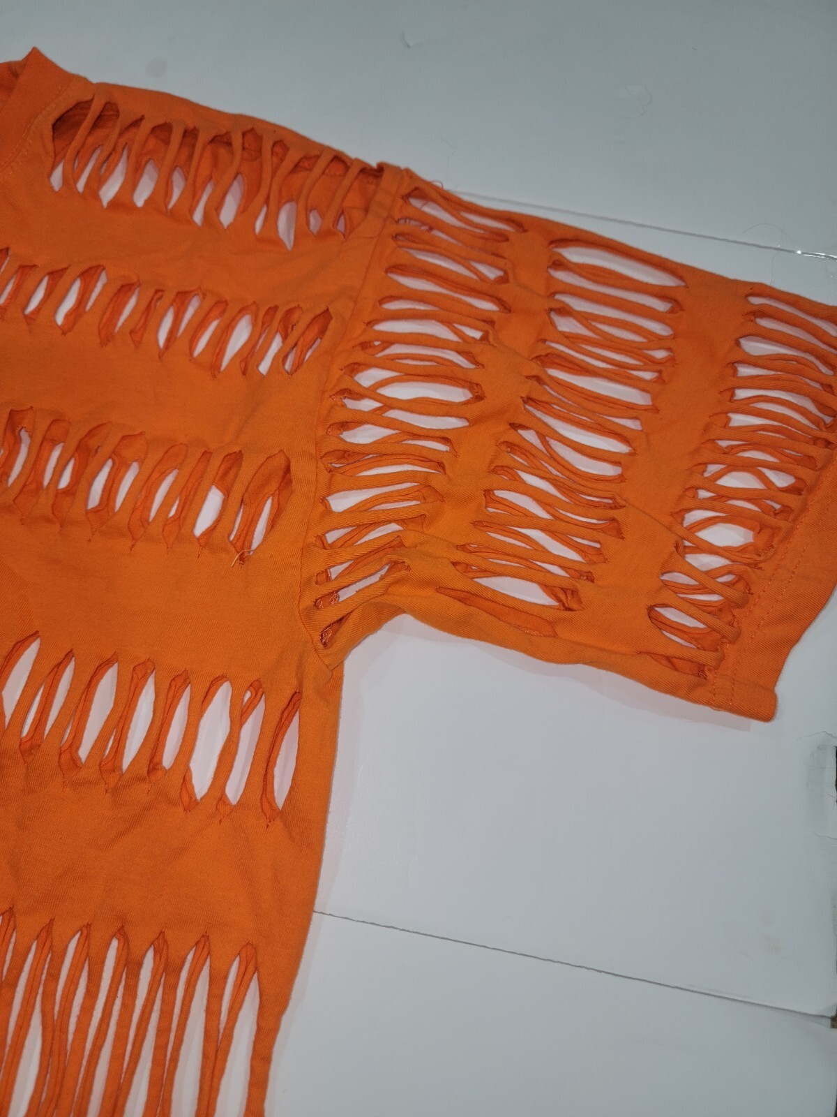 Vintage Super T’s « Jamaica No Problem” Patch Cutout T-Shirt Womens 2XL Orange