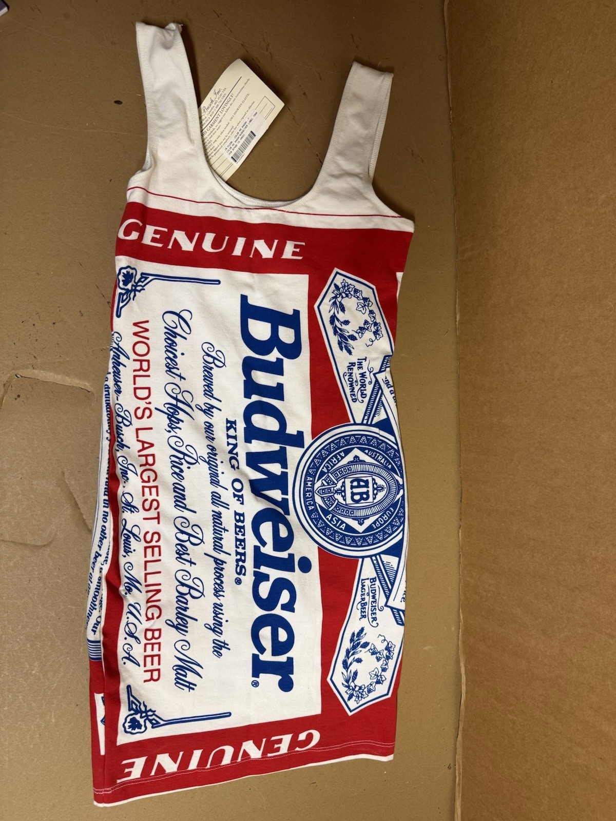 1980s Anheuser-Busch, Inc. Budweiser Logo Print Micro Dress Size 7 NEW W/ Tags!