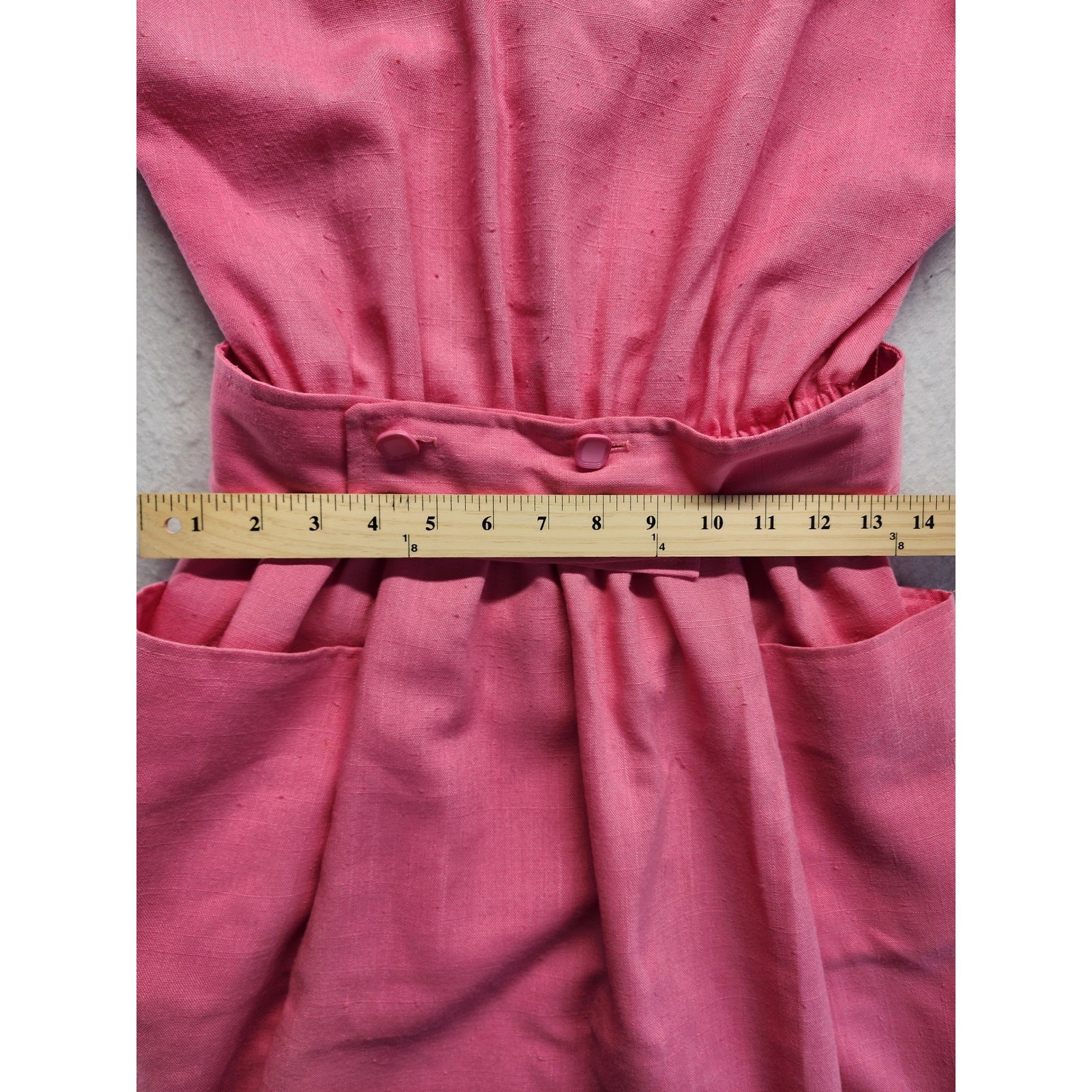 Melissa Petites Vintage 80s Pink Button Shoulder Belted Midi Dress Womens Size 6