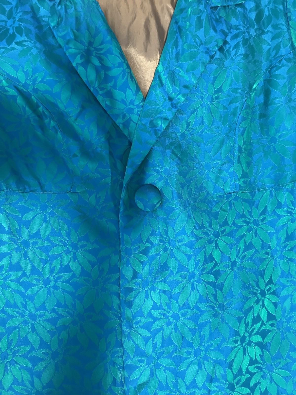 Vintage 1950’s 1960’s Evening Coat Emerald Green/blue Jacquard Pattern