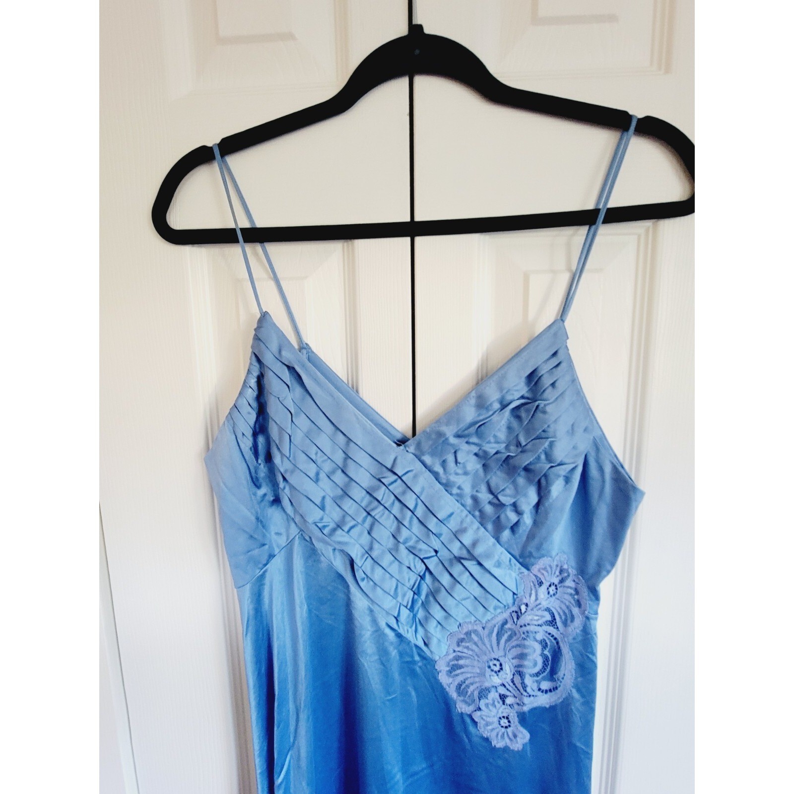 Lily Of France M Vintage 60&rsquo;s Long Nightgown Robe Blue Set Union Made USA Lace