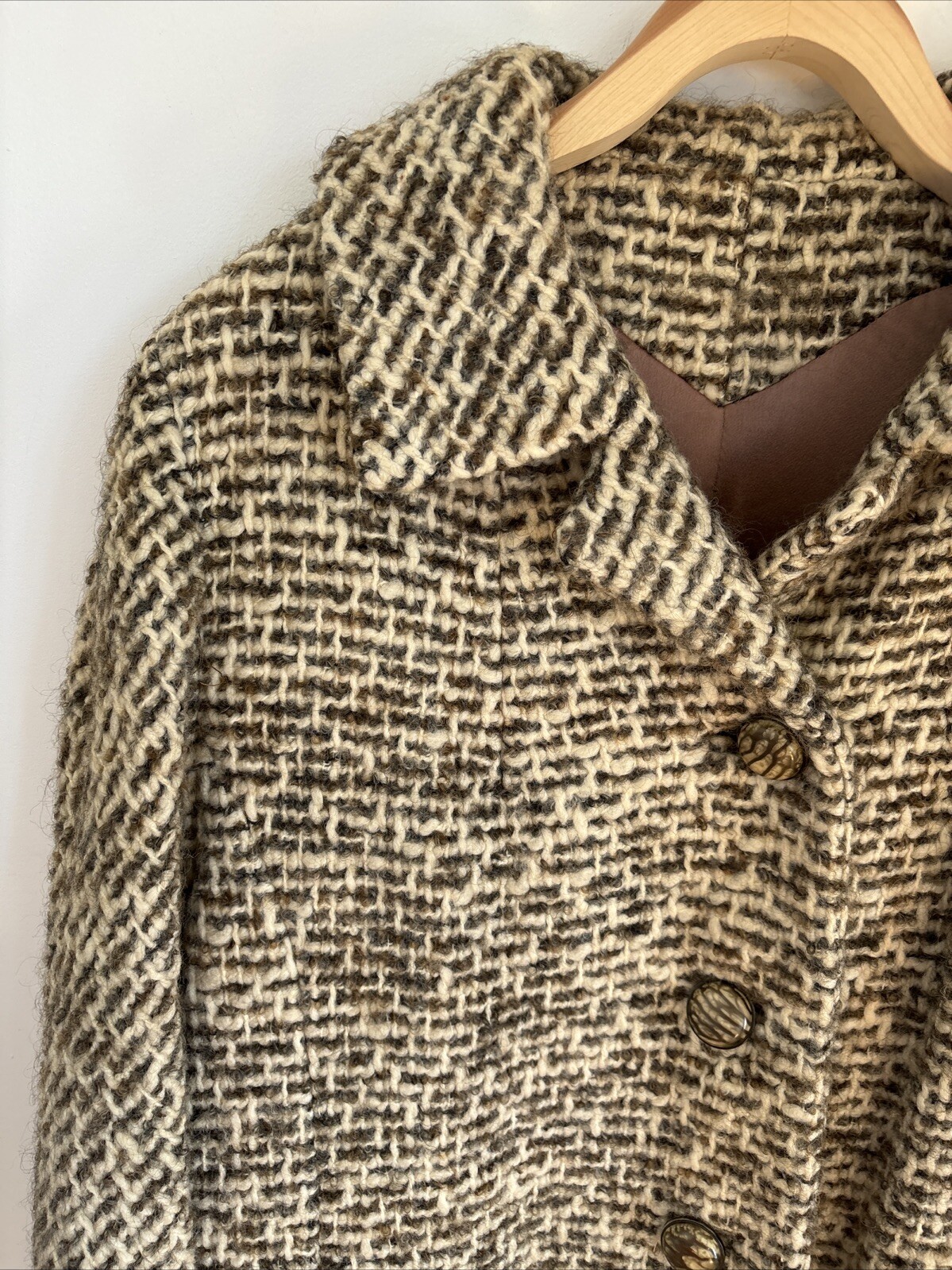 Herbert Bass Wool Coat M* Big Buttons Union Label True Vintage Boucle Nubby