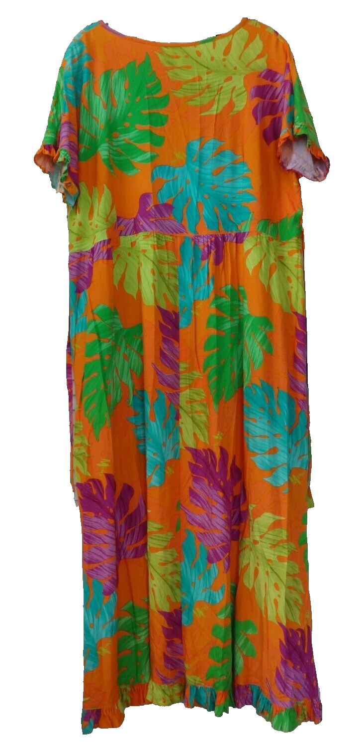 Mamo Howell XL 100% Rayon Colorful Hawaiian Dress VTG Style 530 Tie Waist USA