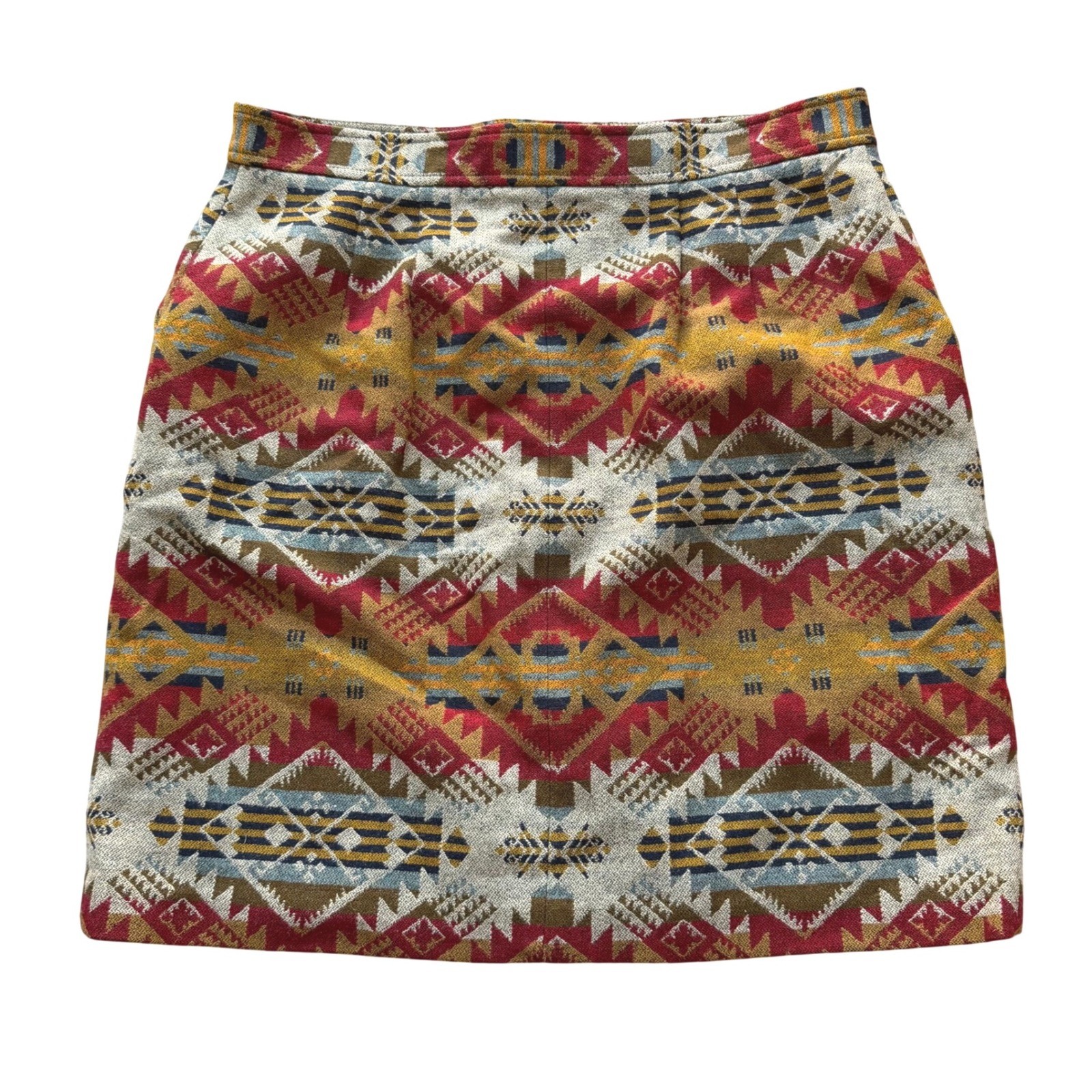 Pendleton Journey West Wool Skirt Western High Waist Button Front Size 16