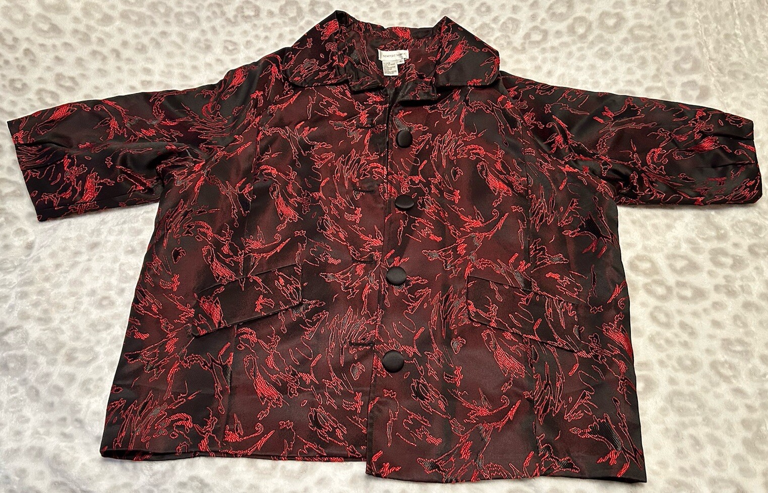 Newport News Size 10 Vintage Women&rsquo;s Jacket Blazer Red Black Pattern Style 51158