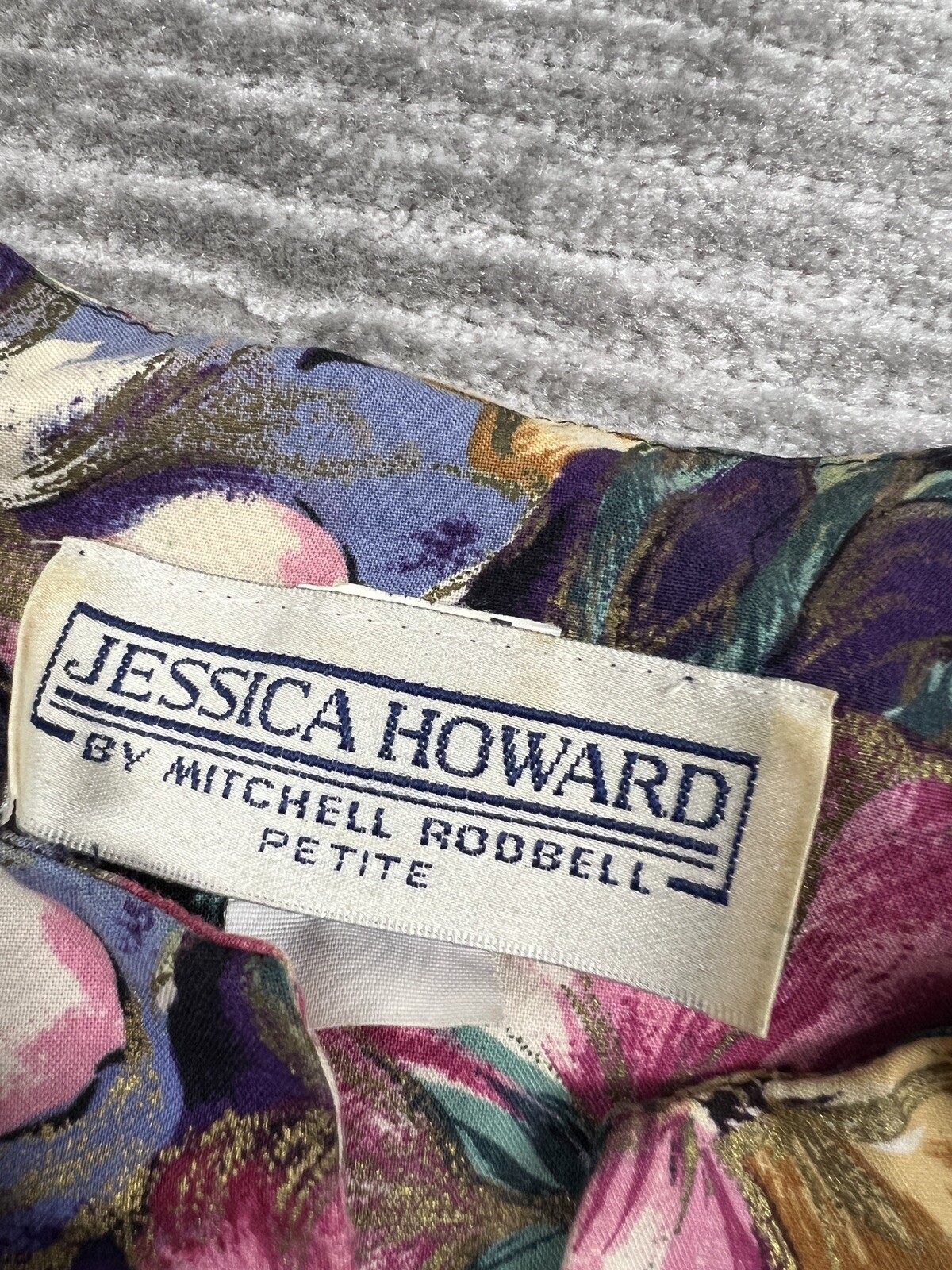 Jessica Howard by Mitchell Rodbell Top Womens S Petite Multicolor Floral Padded