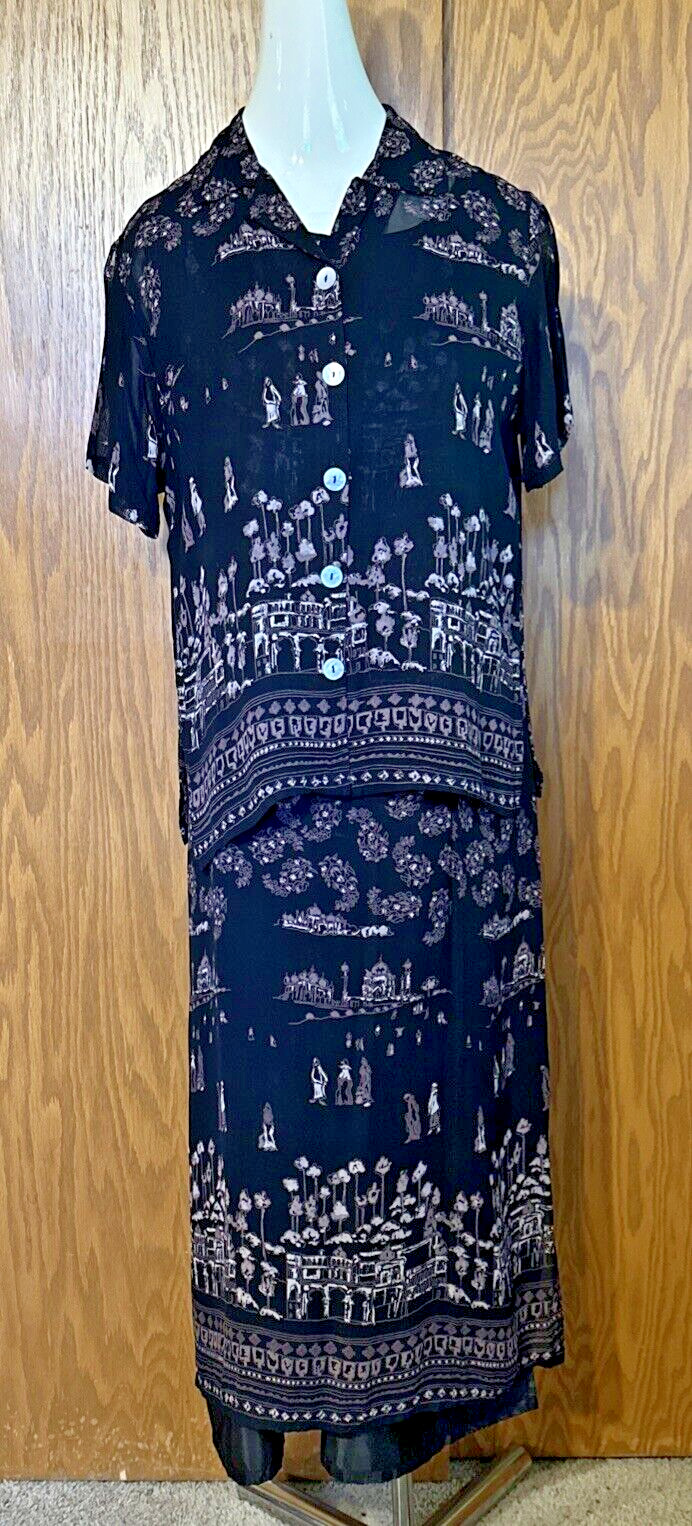Vintage MELROSE STUDIO Long Jacket Dress Petite Size XL Made in USA