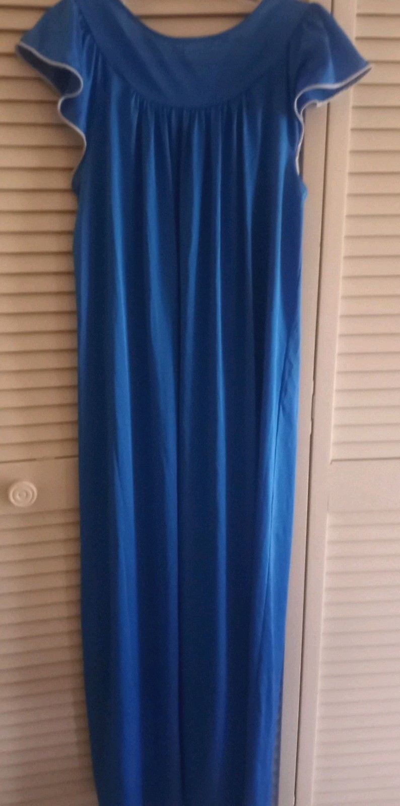 Vintage Shadowline Gown & Robe Set~ Royal Blue Long Length (52&Prime;) Nylon Size Sm