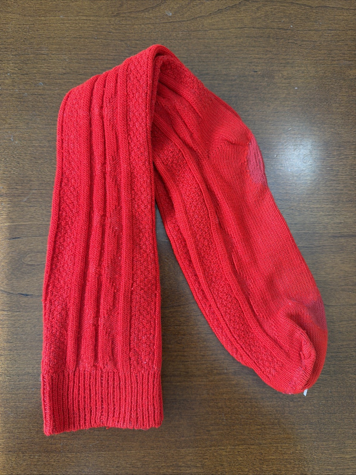 VTG Socks Hosiery 80&rsquo;s Cable Knit 9-11 21&Prime; Knee Stockings School Girl Red.