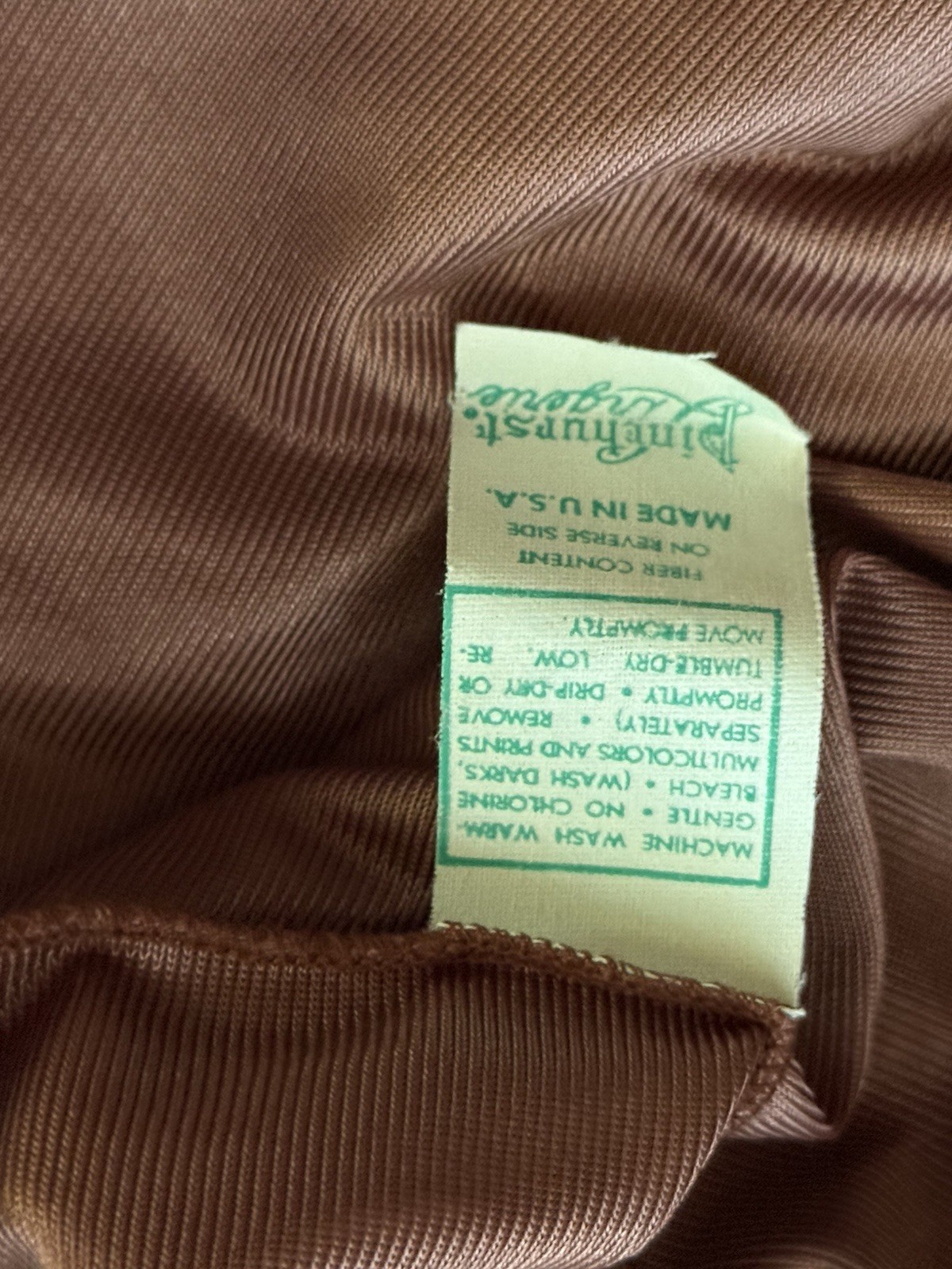 Vtg New Nightgown Long Goddess Pinehurst 70s Inset Lace UNIQUE Copper Brown M 36
