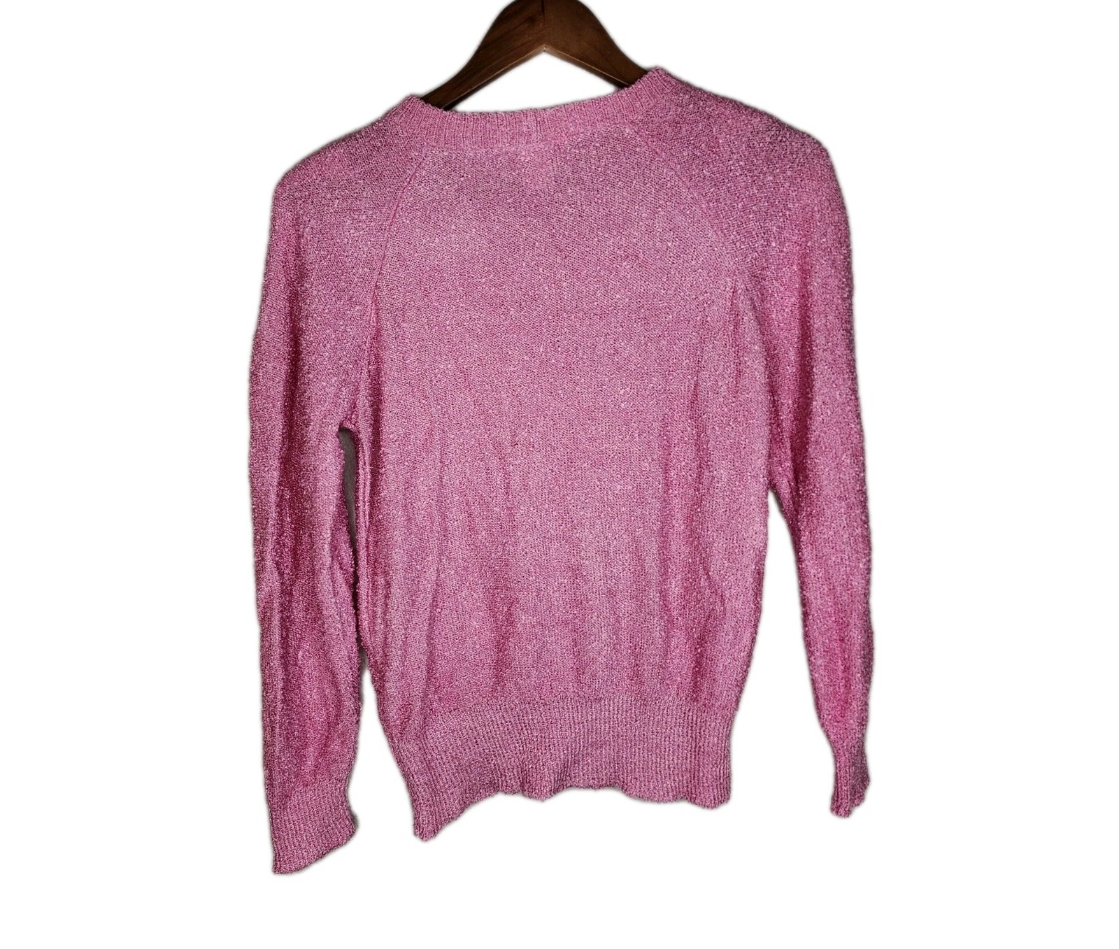 1980s French Rags Hand Loomed Pullover Vintage Sweater in Pink Size S