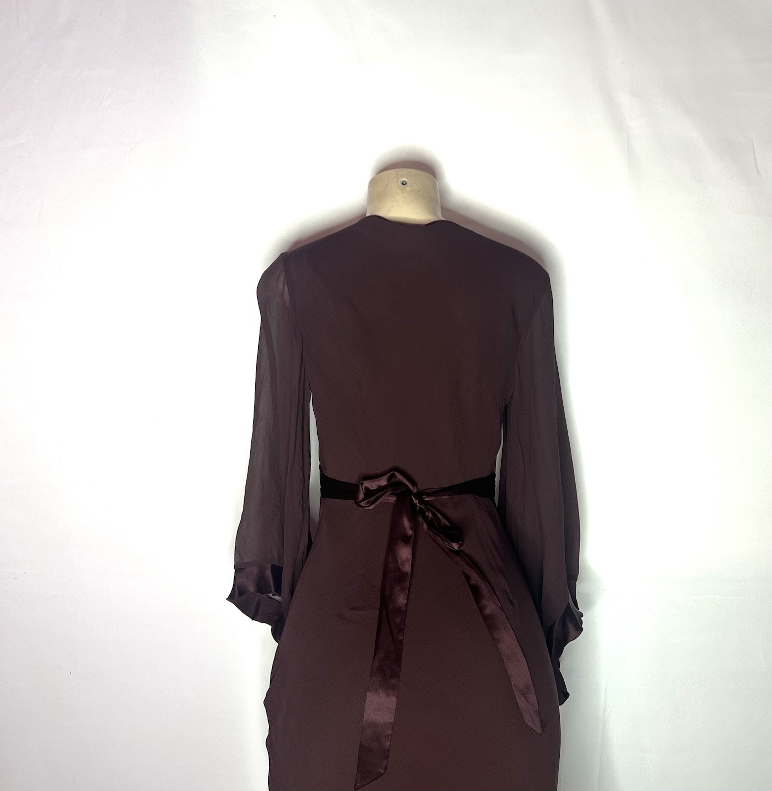 VINTAGE EXPRESS V NECK EMPIRE WAIST DEEP PLUM 100% SILK DRESS SZ 8