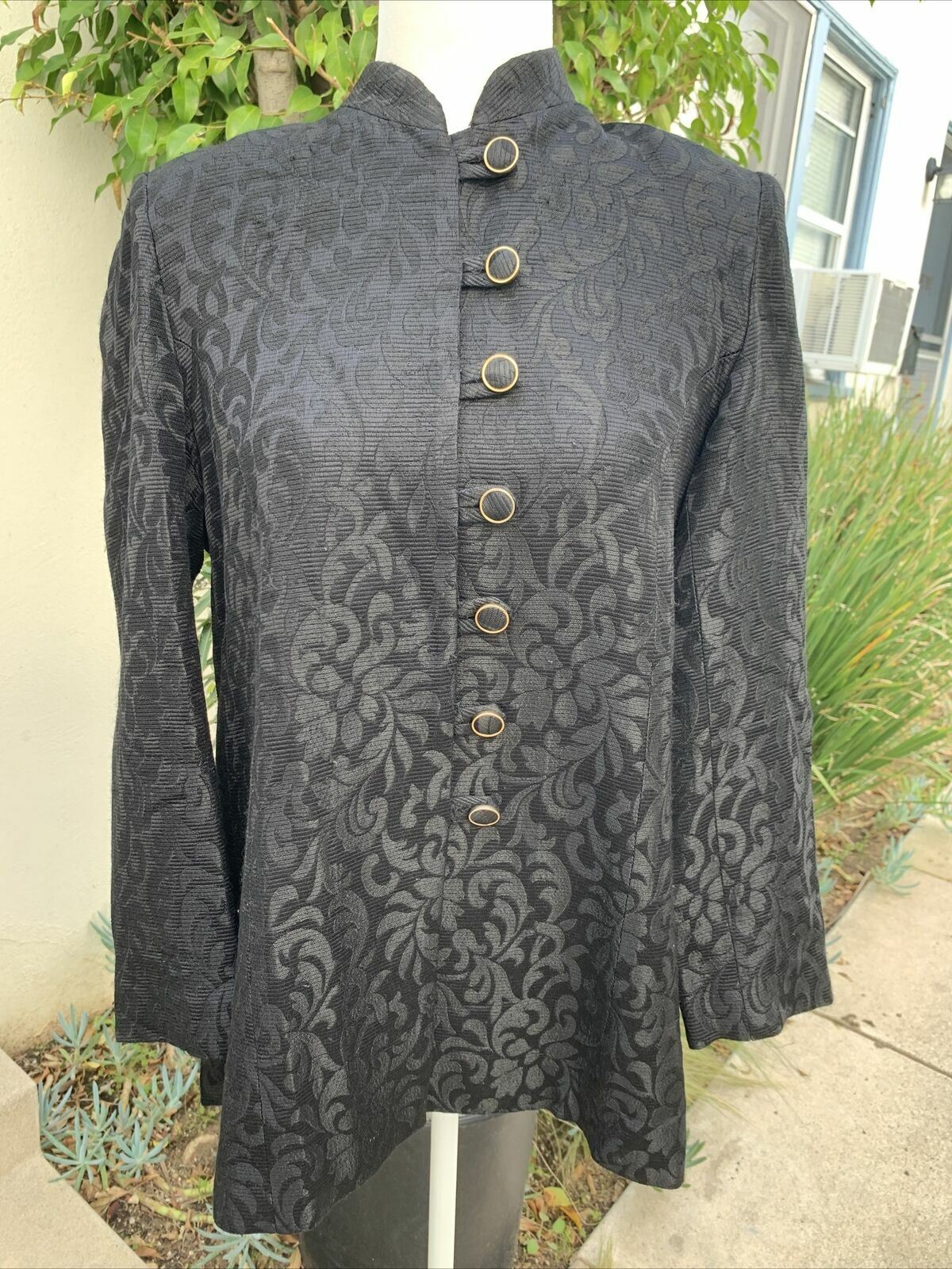 Celine Soria Womens Solid Black Long Sleeve Blazer Jacket 44 Large France
