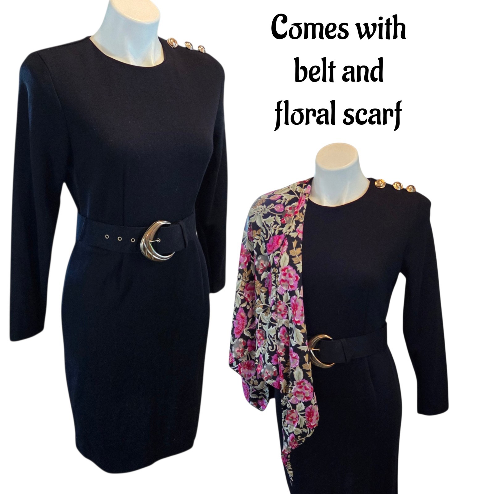 Vintage DBY Dress w/ Belt And Floral Scarf For Stylizing D.B.Y.