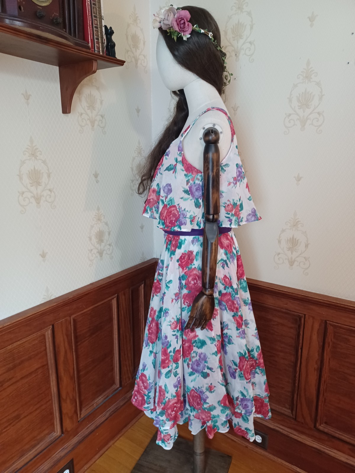 Vintage 1980s L. Rothschild Floral Print Tiered Cottagecore Prairie Tea Dress