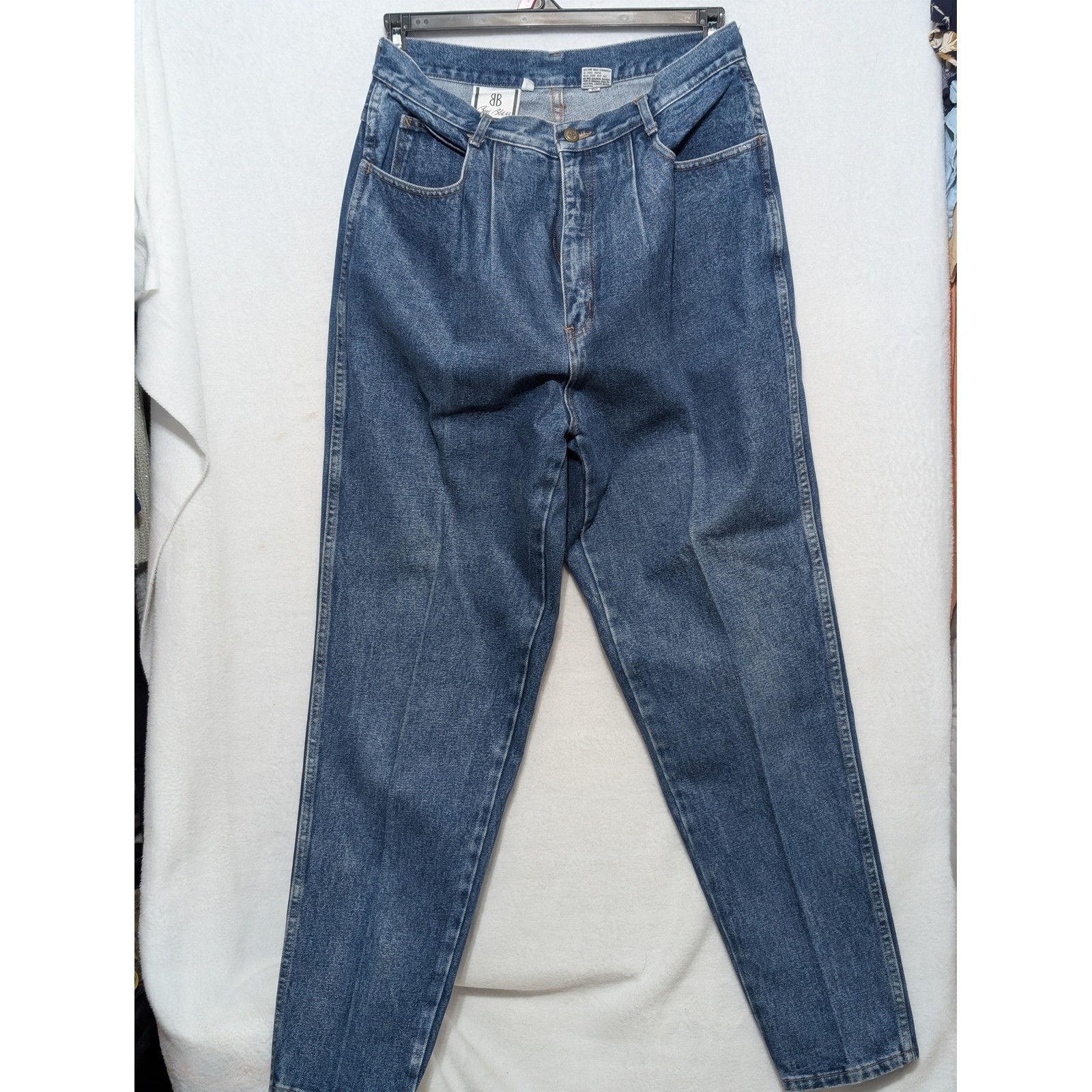 Vintage Bill Blass High Waisted Pleated Tapered Leg Jeans Medium Wash Women 14