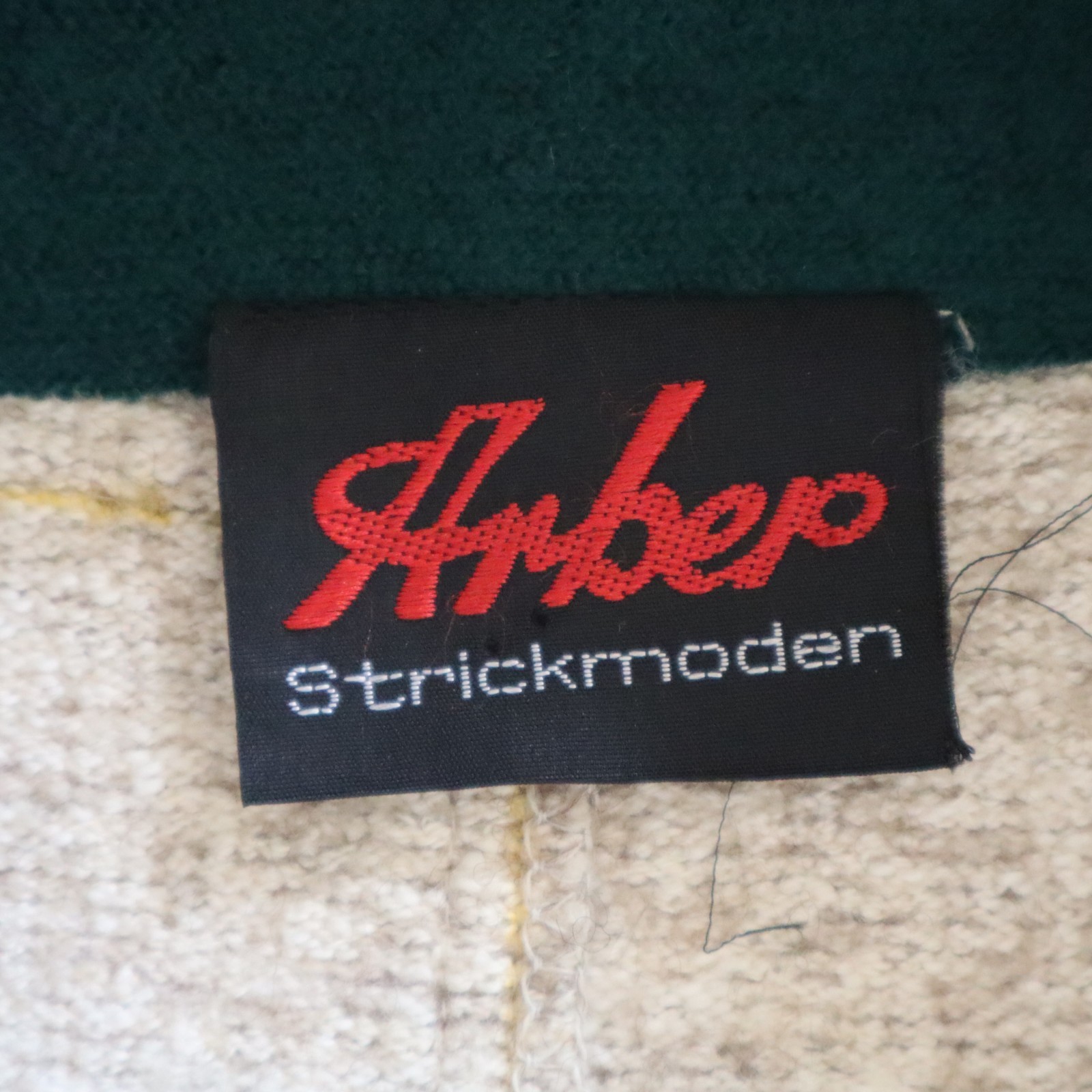 Vtg Wool Chenille Arber Jacket Tan, Green Knit w Embroidery Sz 36 Small Germany