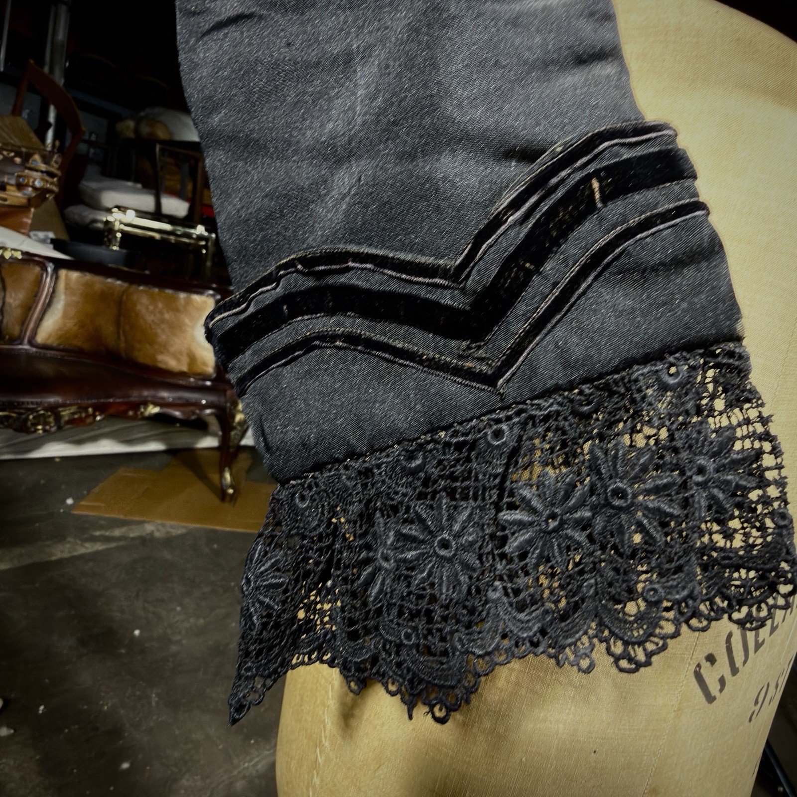 Antique Satin Victorian Mourning Bodice | 1880s Structured Tailored Jacket Goth