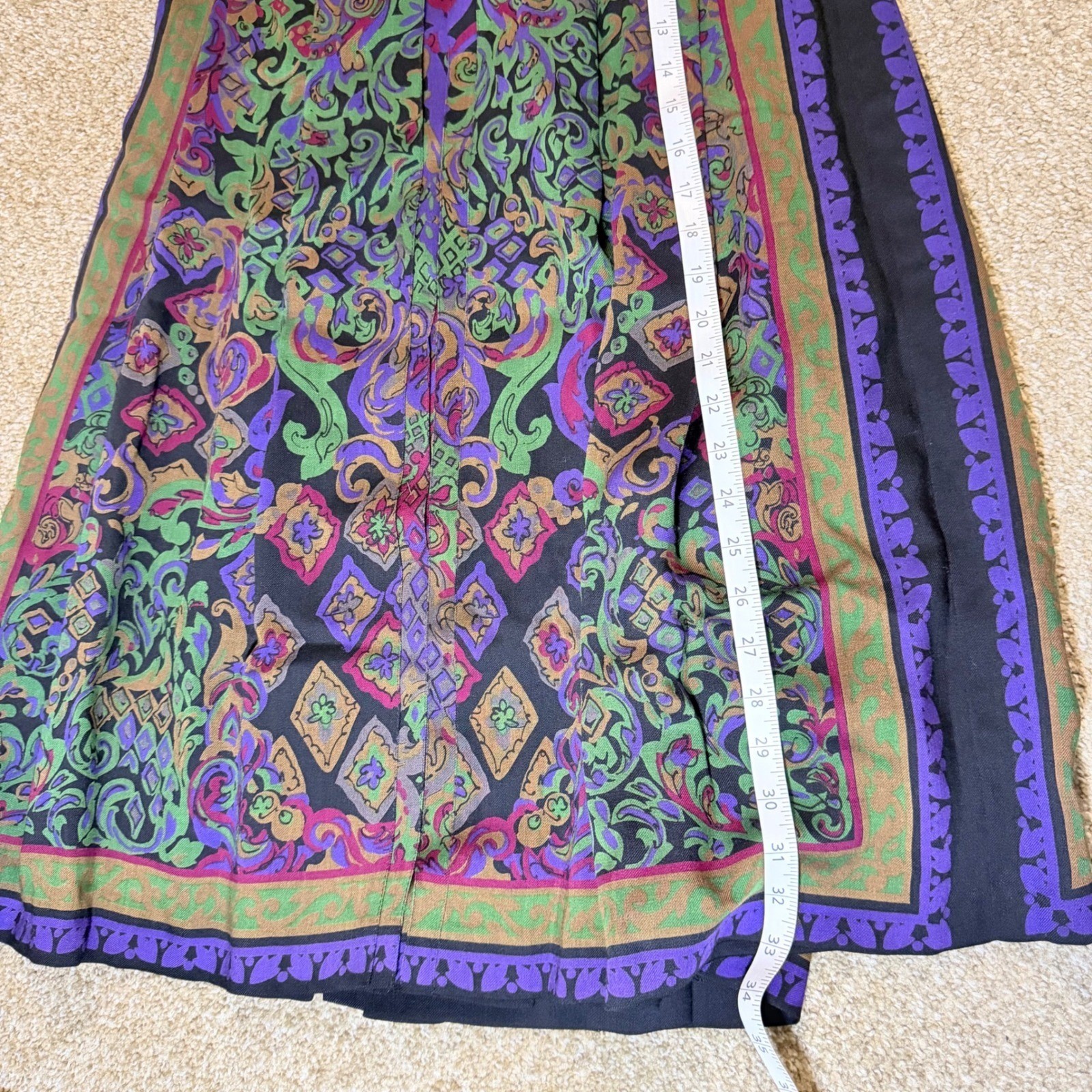 VTG GEIGER Austria 100% Wool Pleated Skirt Long A Line Cottagecore Lined EU 36/6