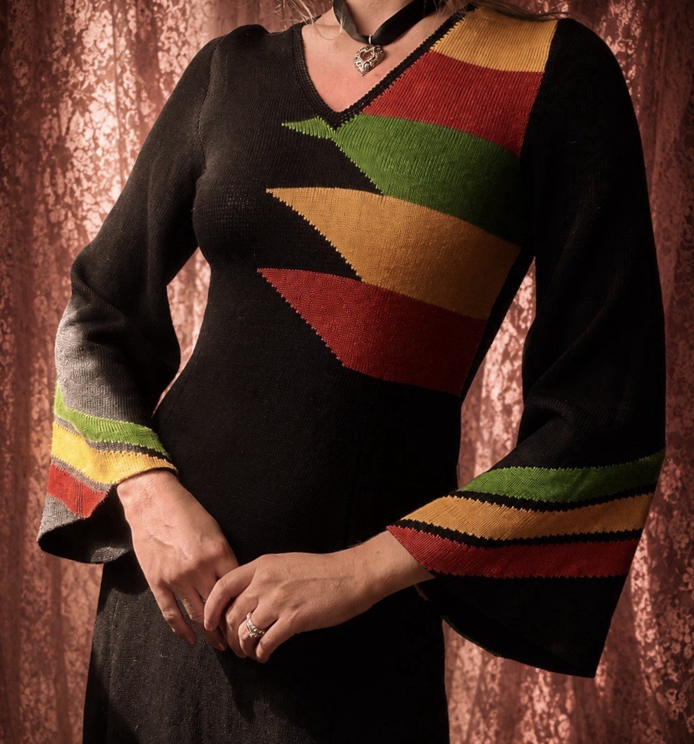 1960s Handmade Worsted Soft Wool Rastafarian Goth Gown
