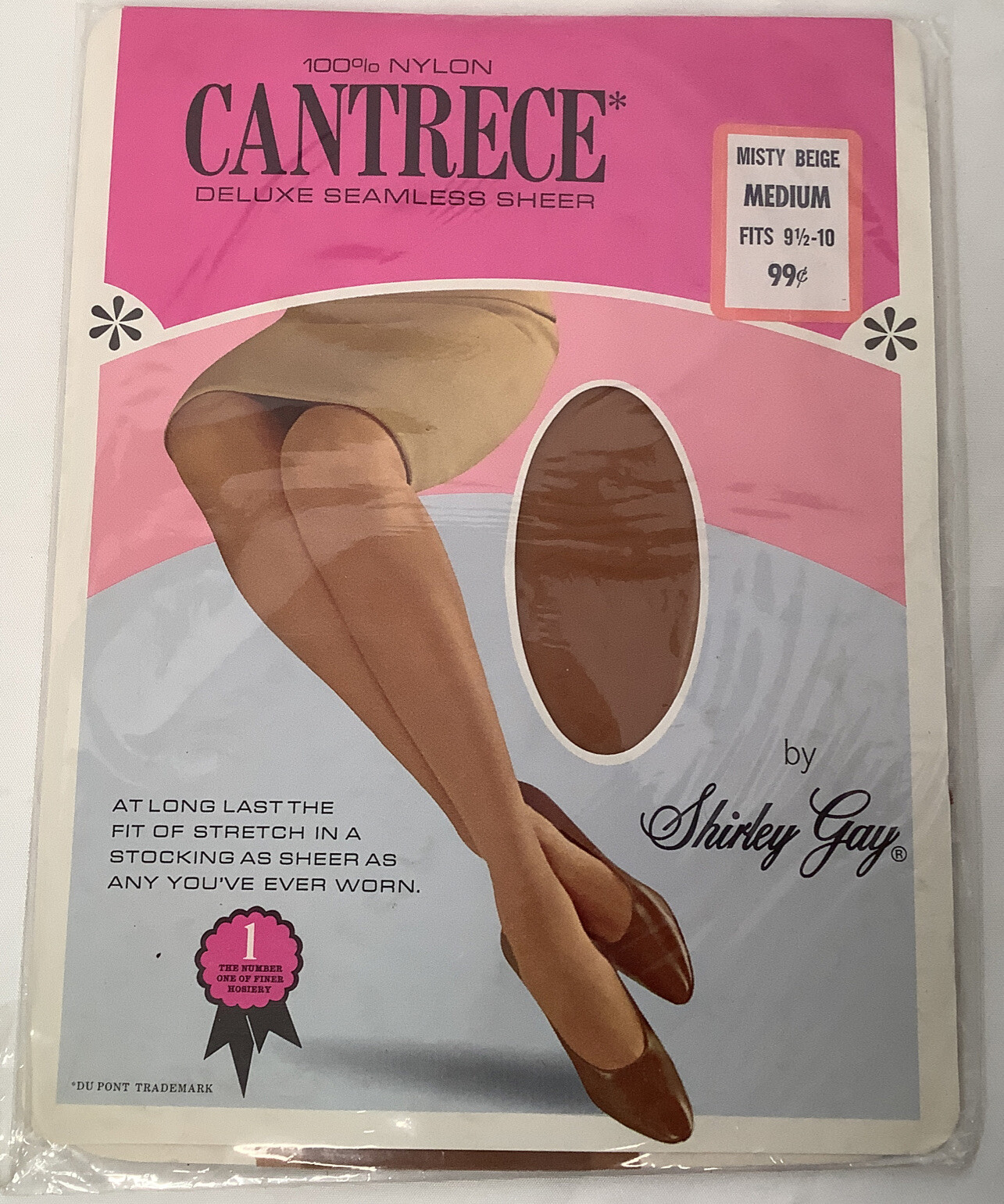 Vintage NOS Stocking Cantrece By Shirley Gay Medium 9 1/2 – 10 Misty Beige