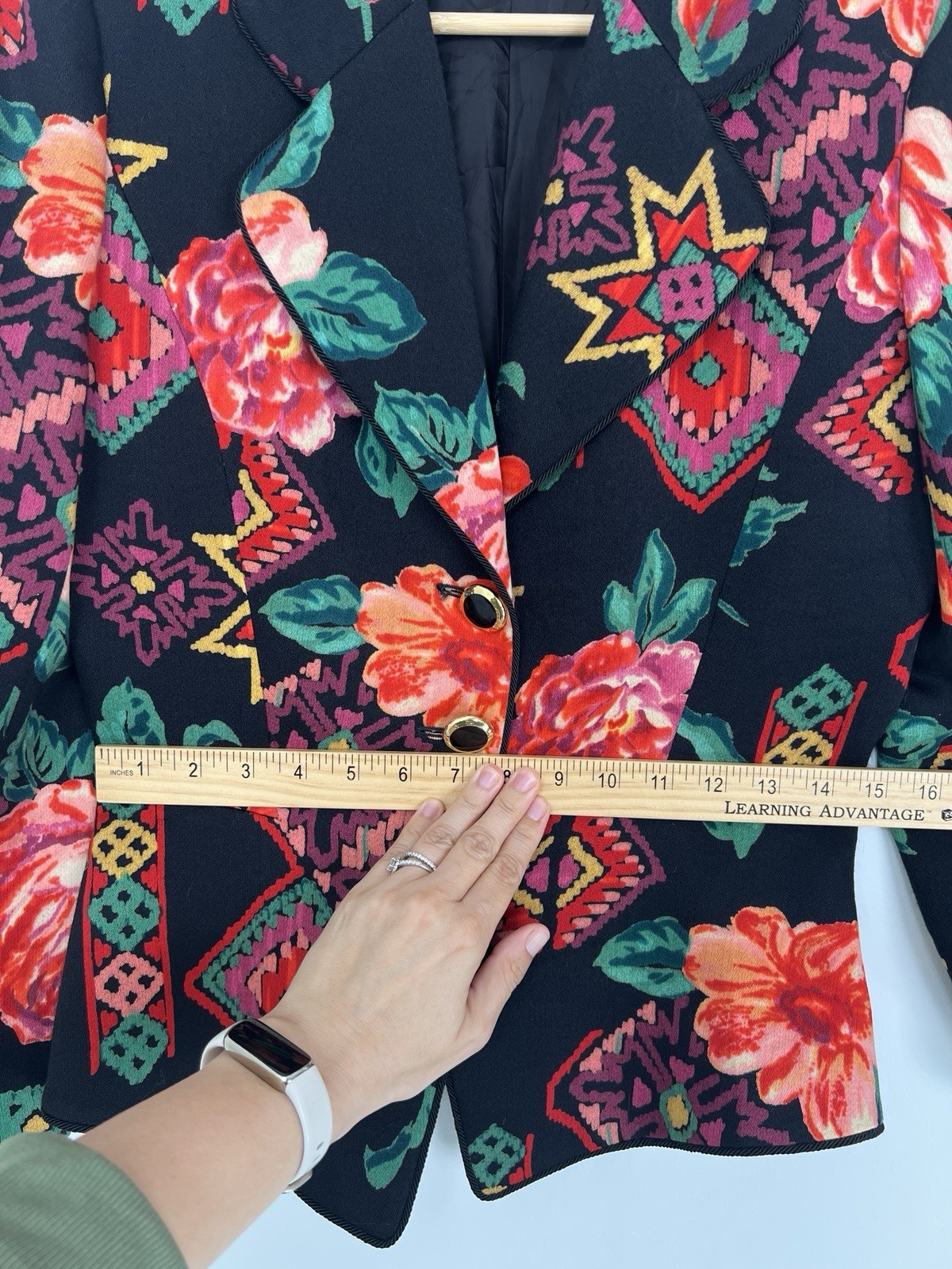 Vintage Emanuel Ungaro Solo Donna Paris Wool Floral Blazer Jacket Size 8 Italy