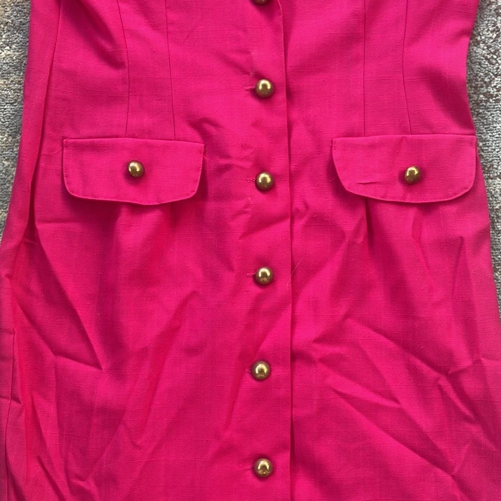 Miss Dorby Vintage Collared Button Down Dress Hot Pink 16