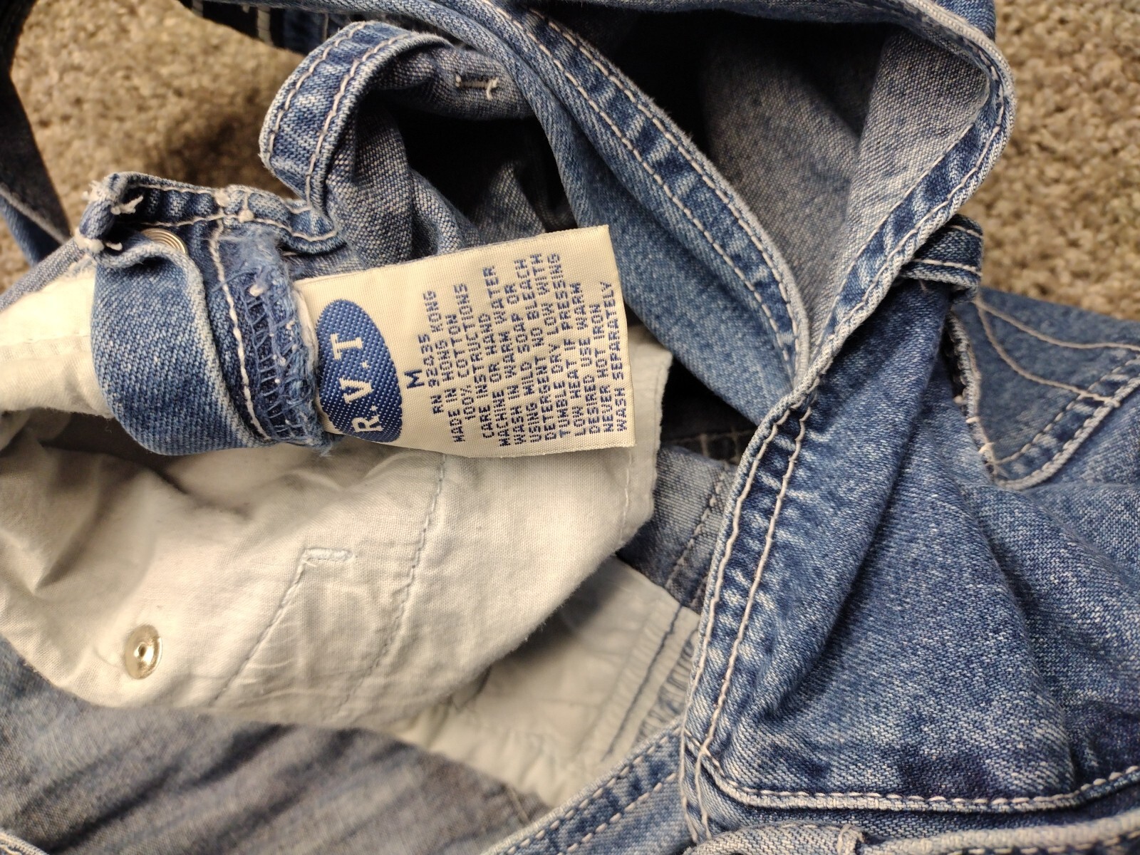 VTG RVT Denim Straight Leg Light Wash Jean Carpenter Bib Overalls Women&rsquo;s M Y2K