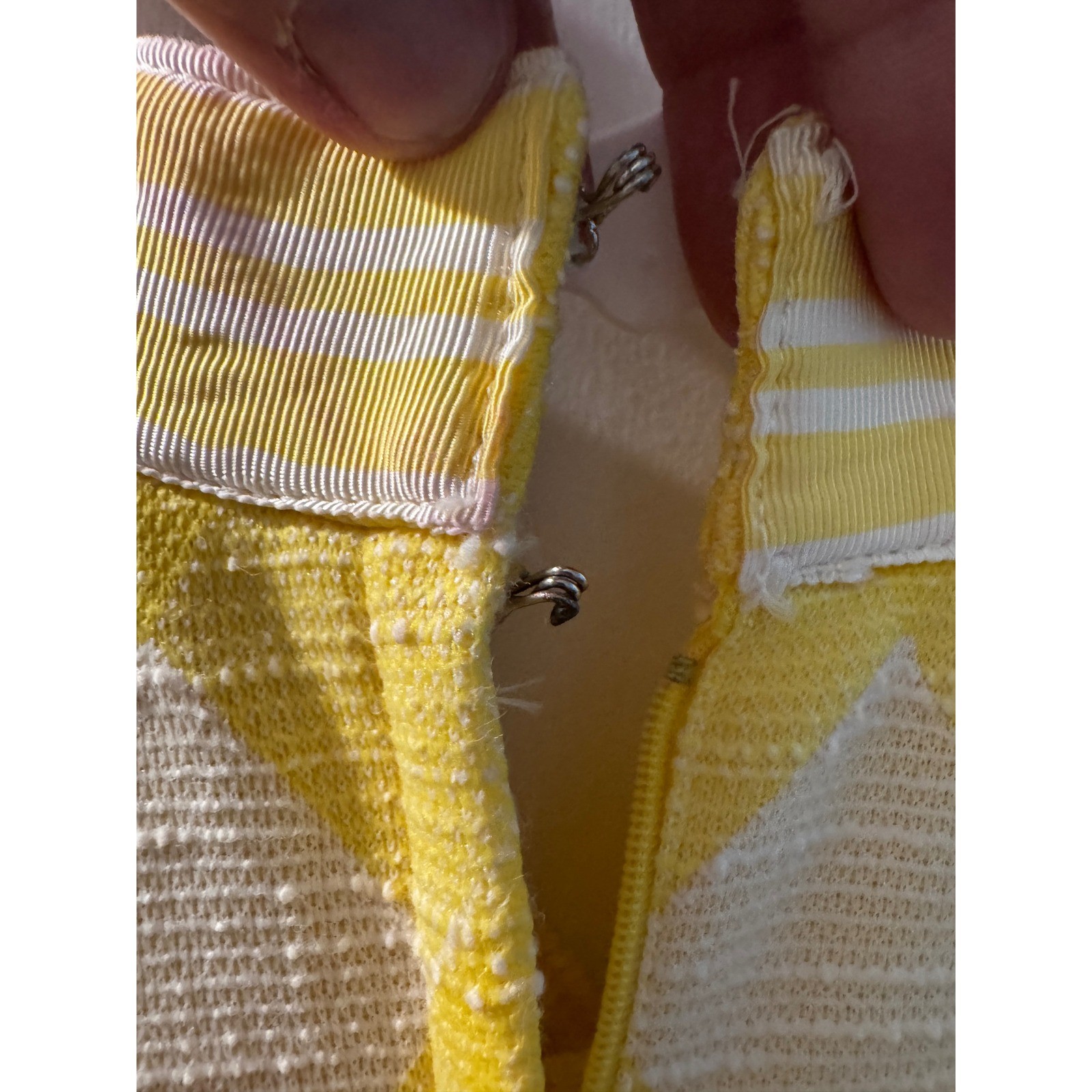 Vintage Melissa Lane Yellow White Diamond Harlequin Mock Neck Dress M