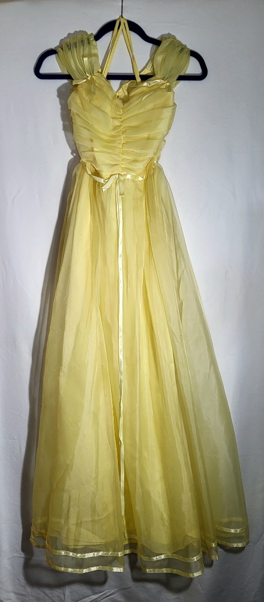 Lorrie Deb – Vintage 1960s Chiffon Yellow Ball Gown – Size 0-1