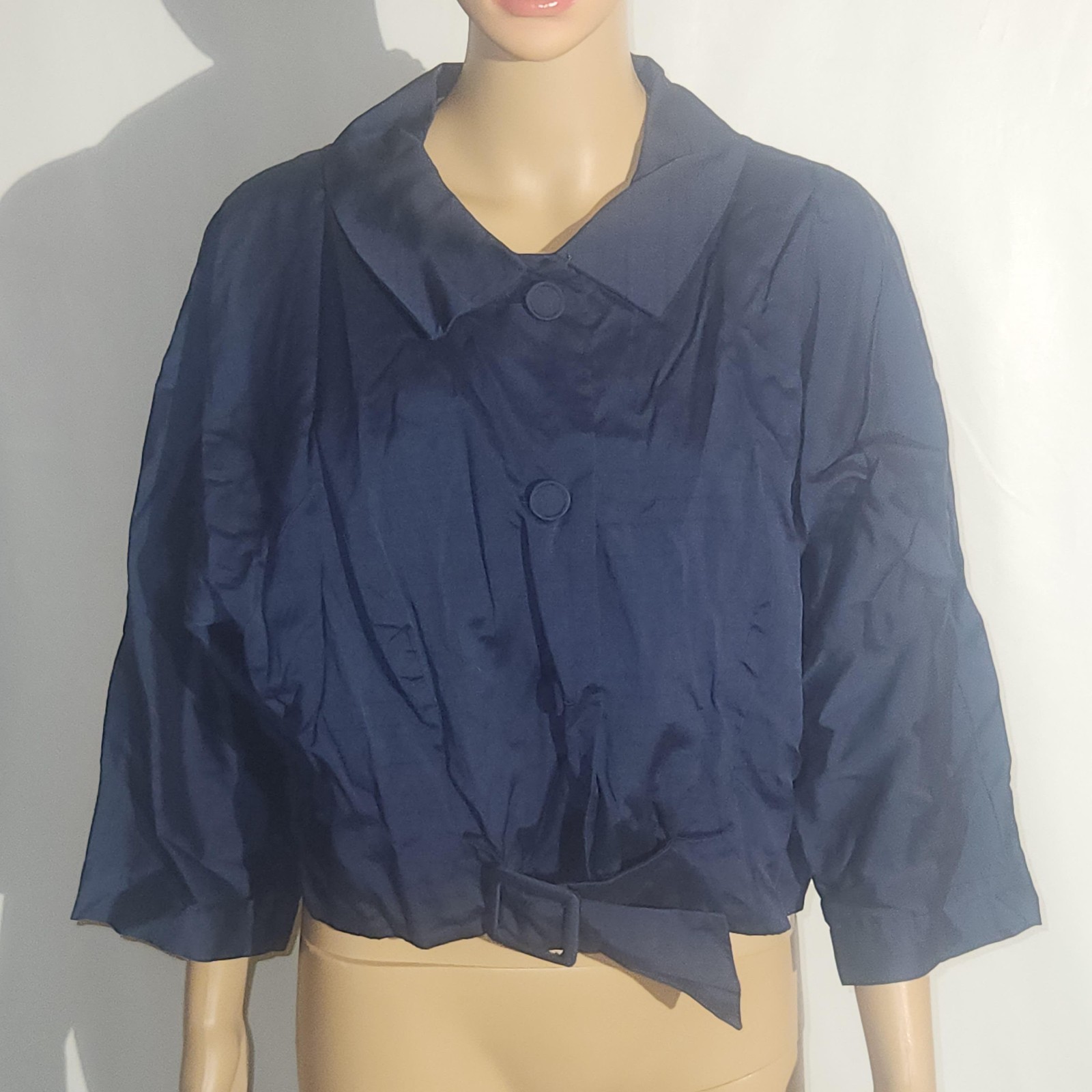 Vintage 1950s/1960s Plus Size Navy Blue Cropped Jacket Peggy Olson Mad Med Style