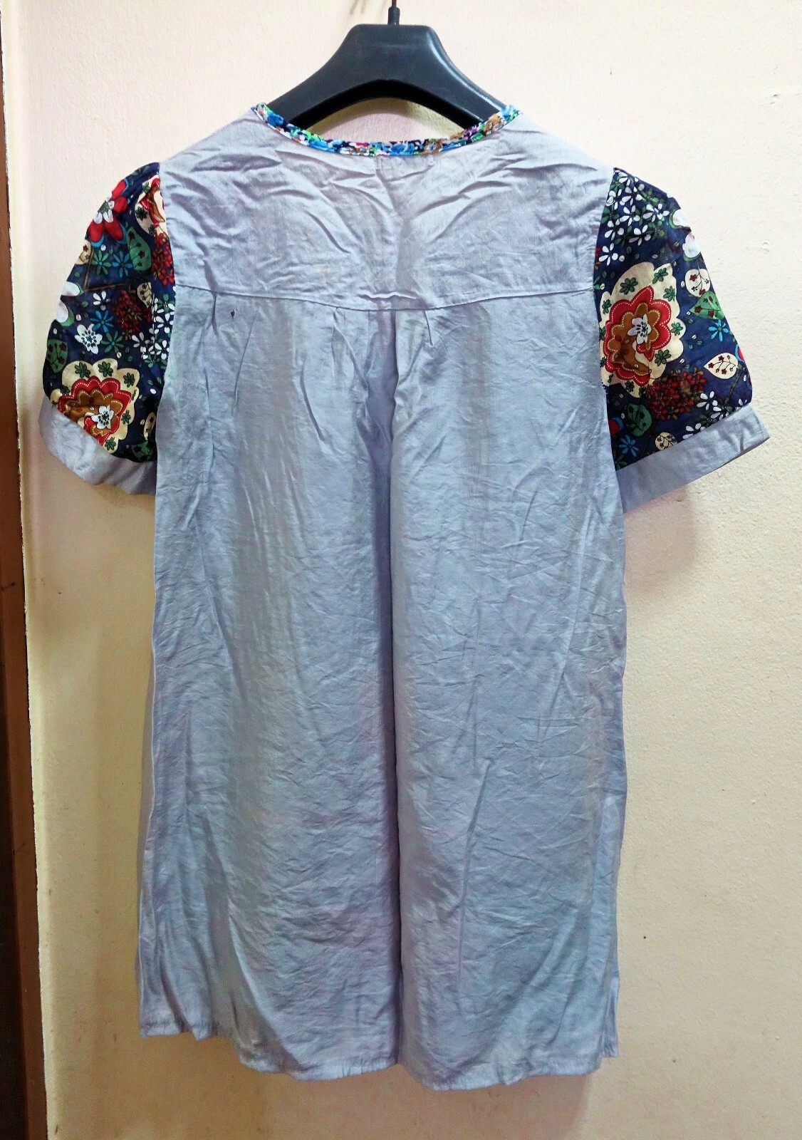 Boutique Upcycled Patched Tunic Duster | Colorful Hippie Artisan Studio Piece M+