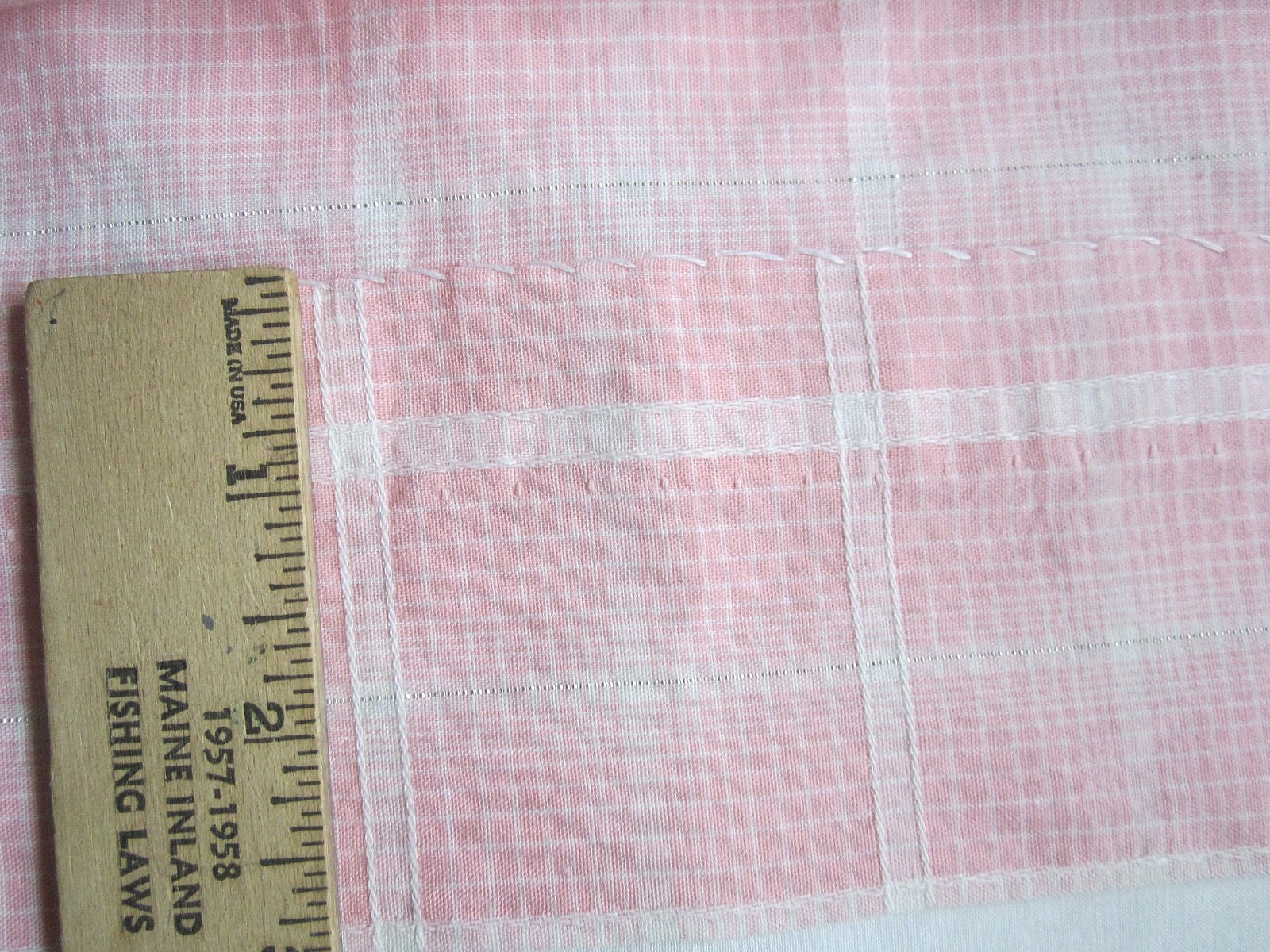 Vintage 1950s Pink Cotton Day / House Dress Sz S-M Plaid Button up Bows in Back