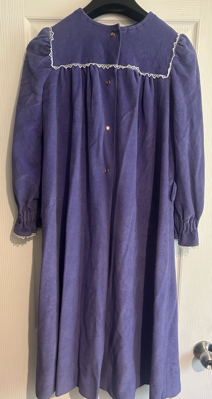 Vtg Homemade Women&rsquo;s Robe Housecoat Blue Fleece Long