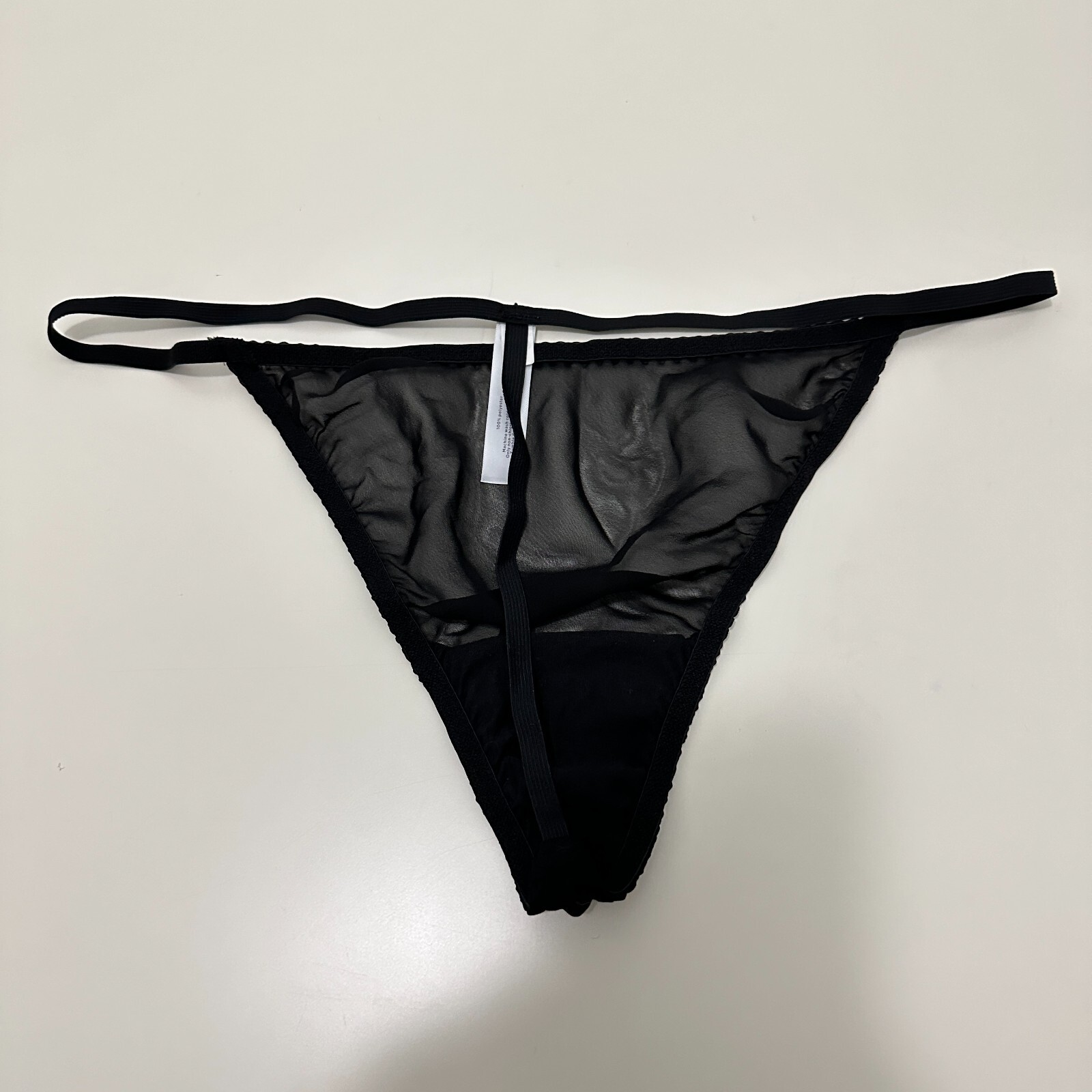 Cacique Thong String Panty Size 22/24 Black G-String Sheer Chiffon