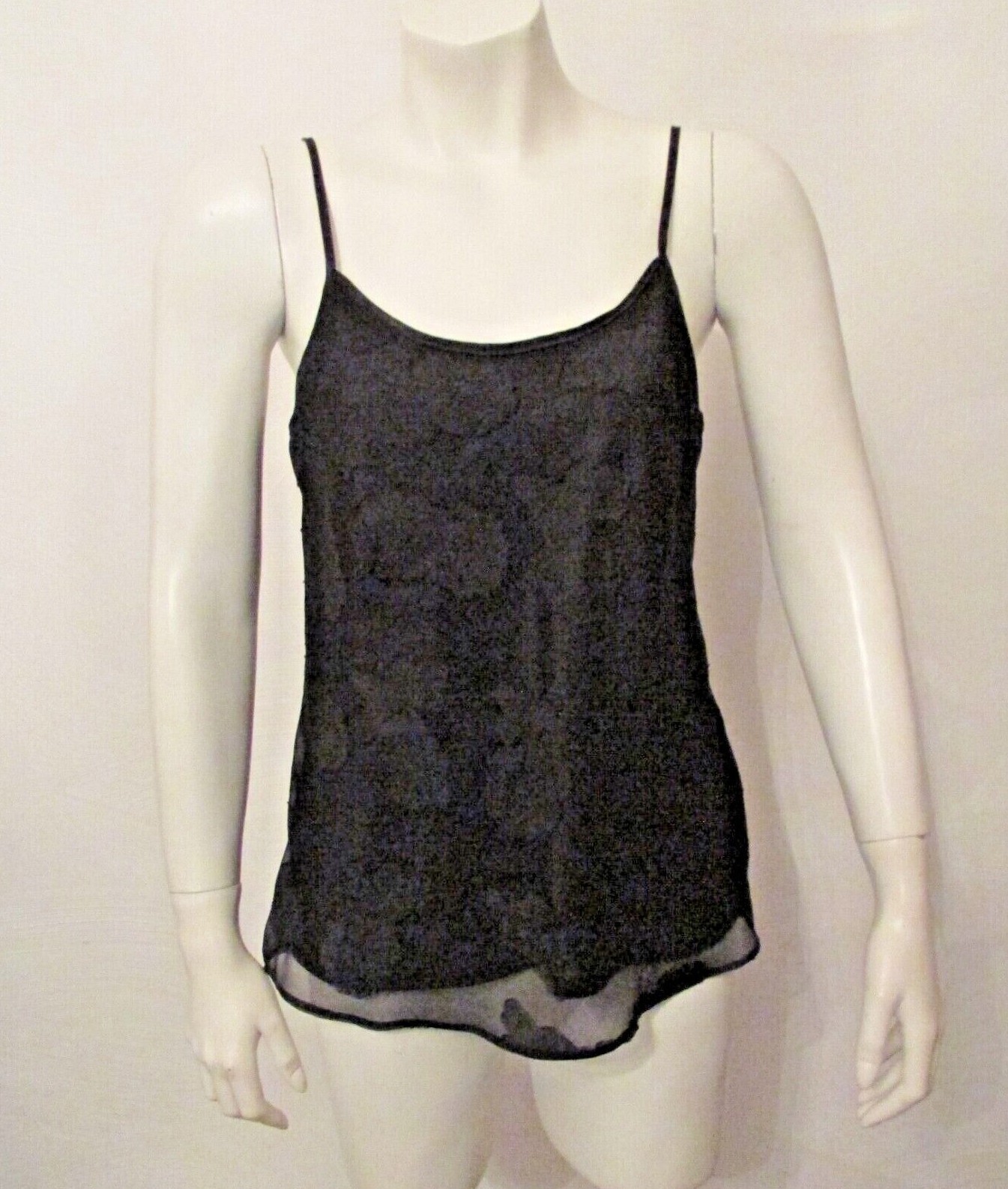 Cinema Etoile 641347 Floral Embossed Sheer Chiffon Camisole Cami Slip S USA made
