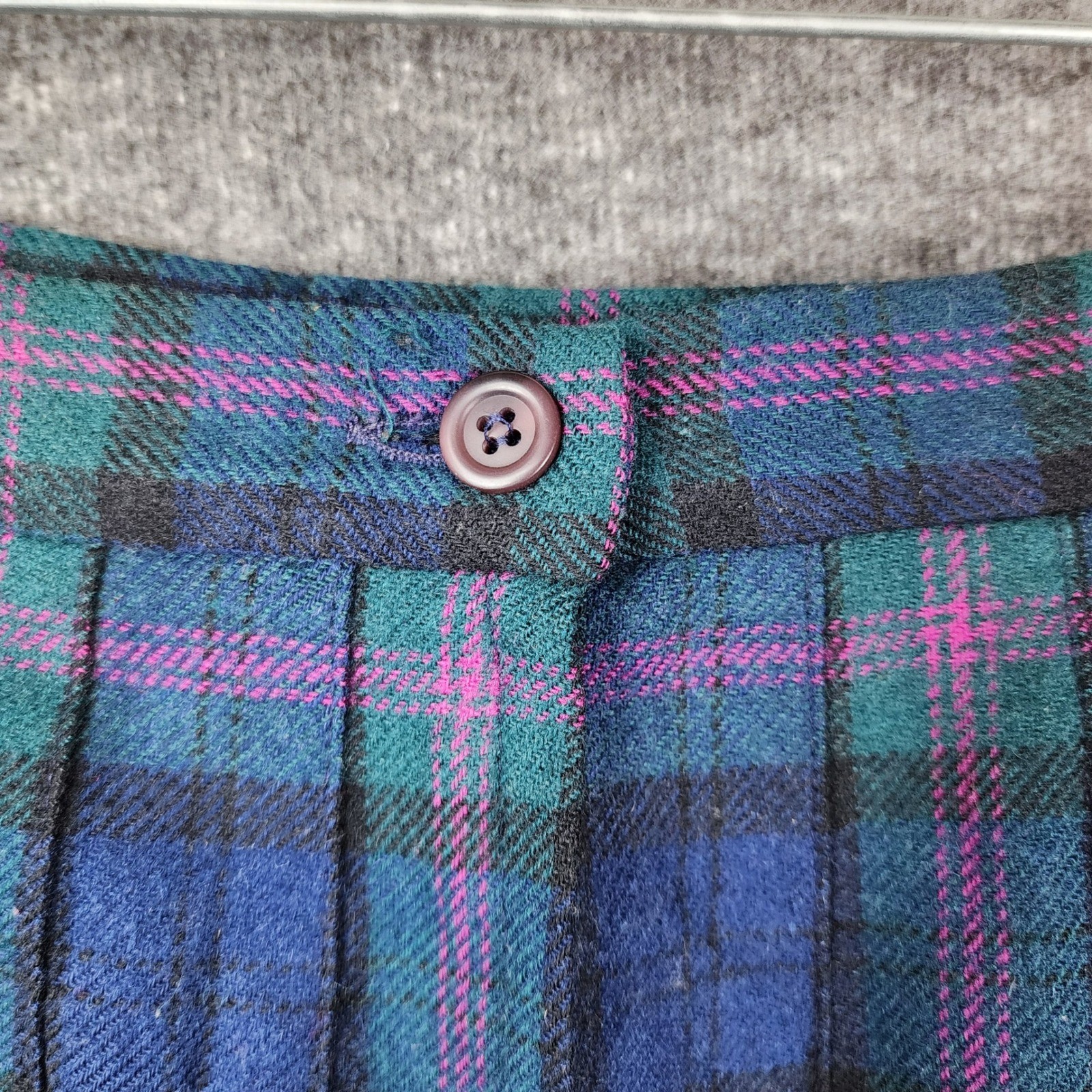 Pendleton Pleated Maxi Skirt Women 10 Blue Green Bailey Tartan Wool Vintage